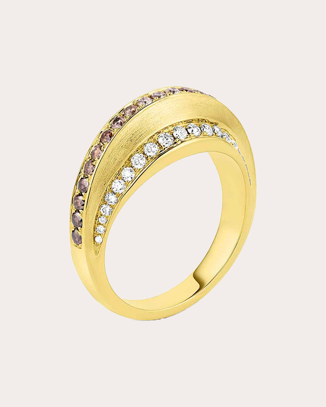 Diamond & 18k Gold Color Wave Ring