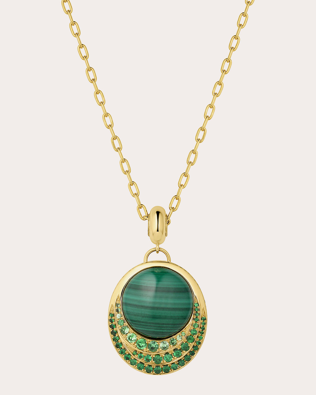 Malachite & Tsavorite Color Wave Pendant Necklace