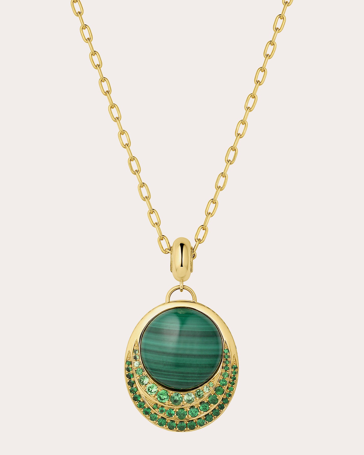 Malachite & Tsavorite Color Wave Pendant Necklace