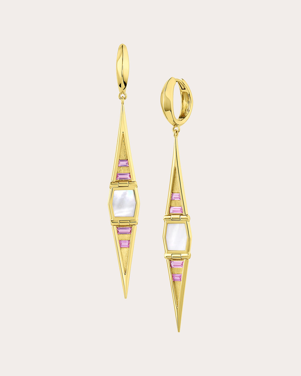 Pink Sapphire & Mother of Pearl Solara Drop Earrings