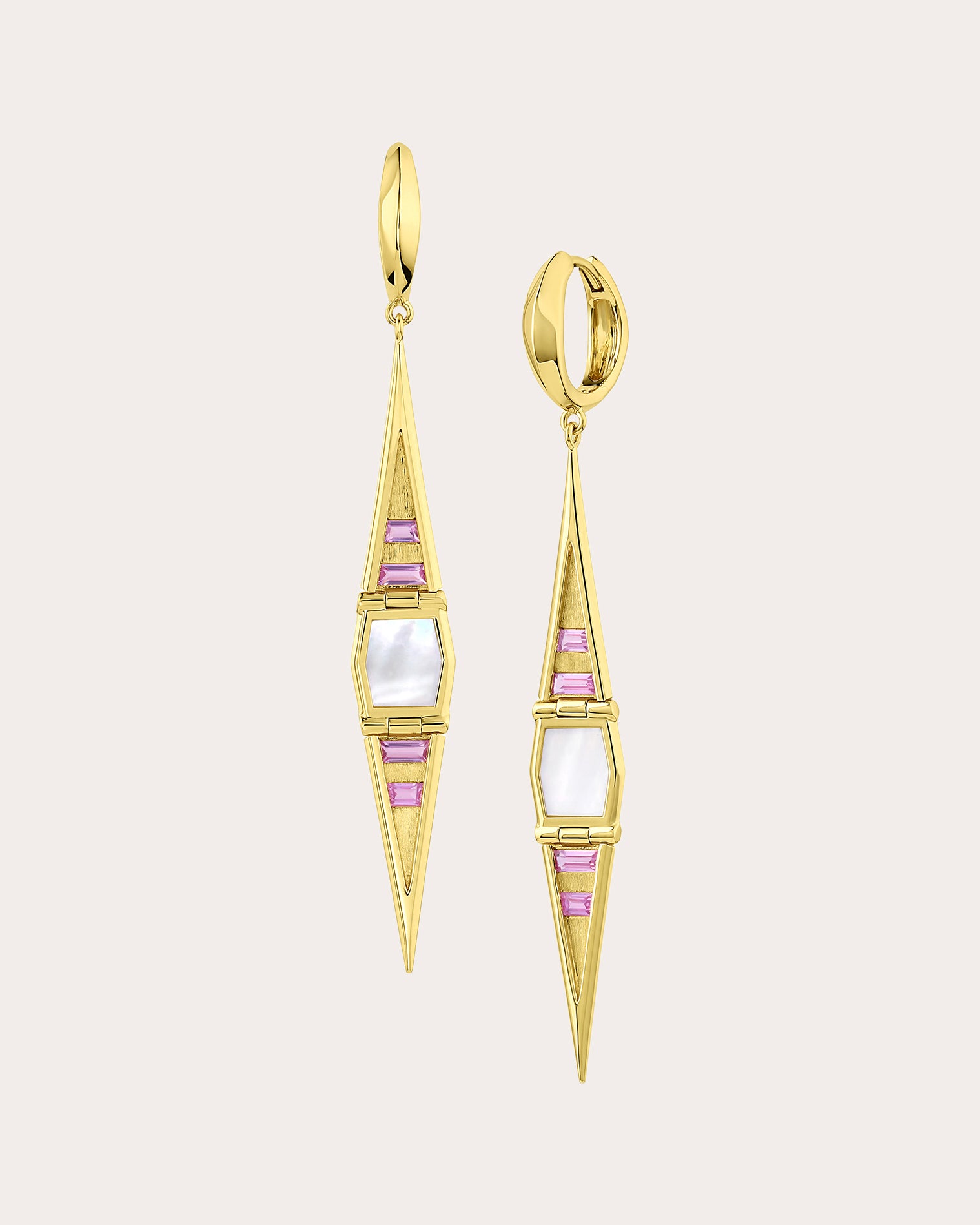 Pink Sapphire & Mother of Pearl Solara Drop Earrings