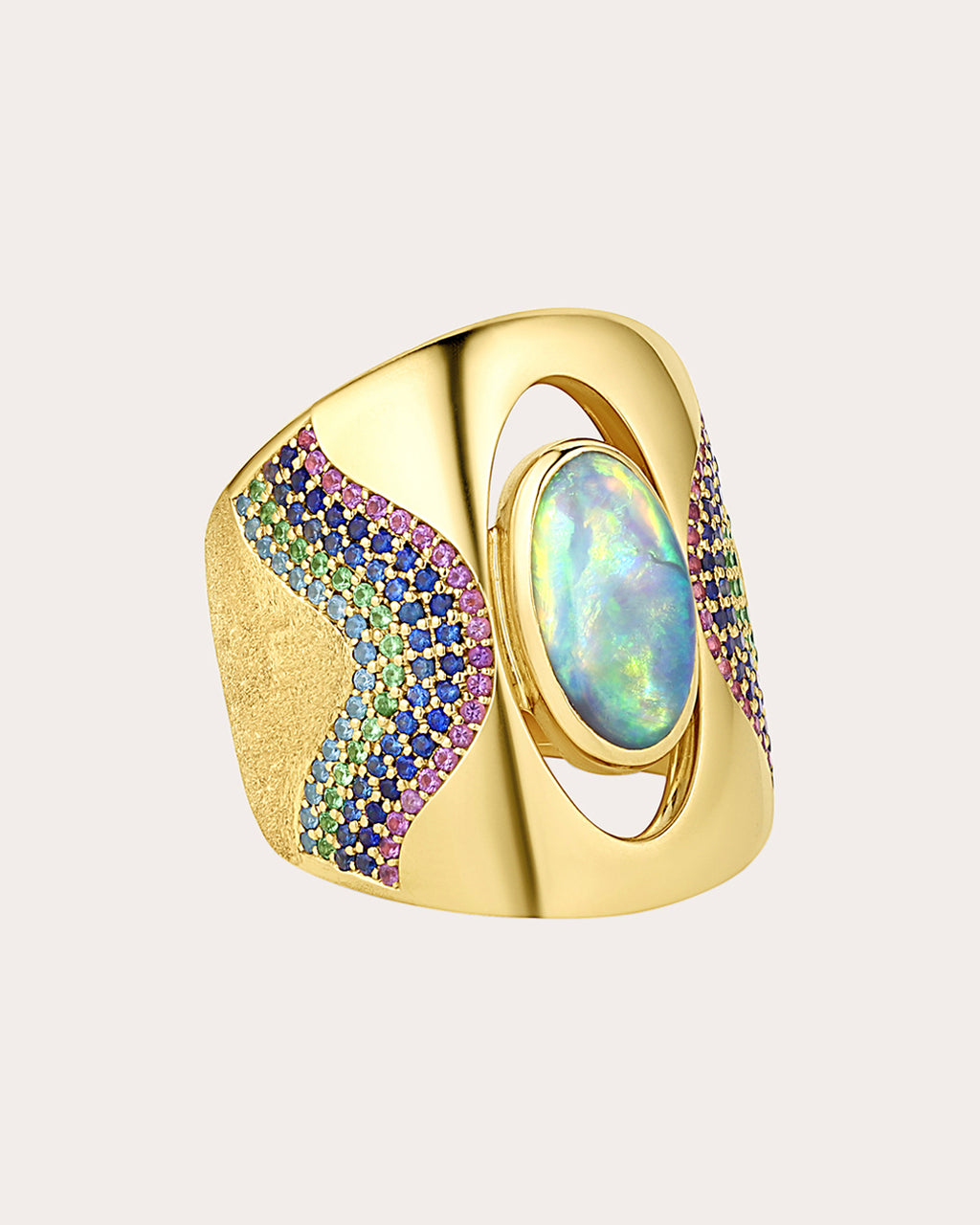 Opal Cabochon Color Wave Ring
