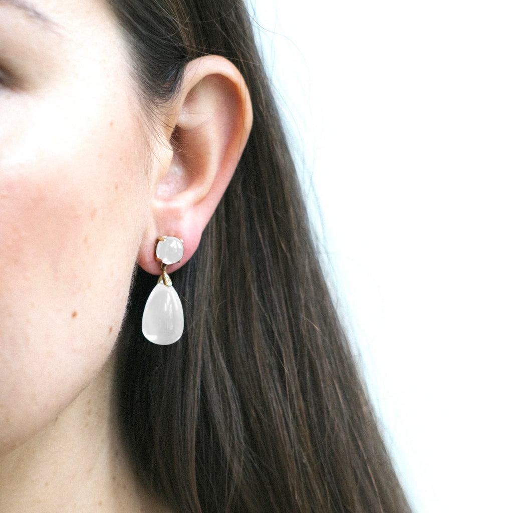 Moon Quartz & Diamond Naughty Drop Earrings