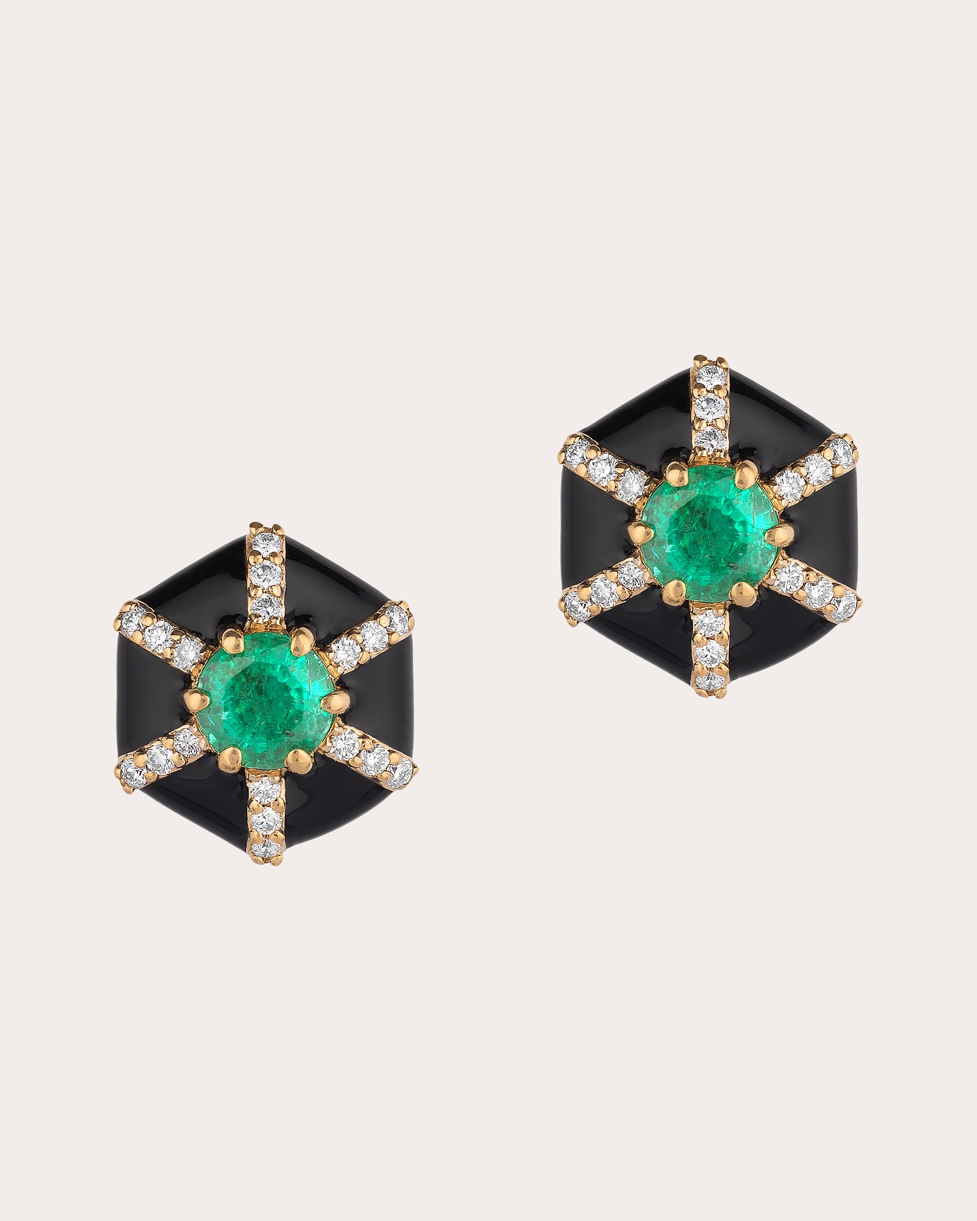 Emerald & Diamond Queen Stud Earrings