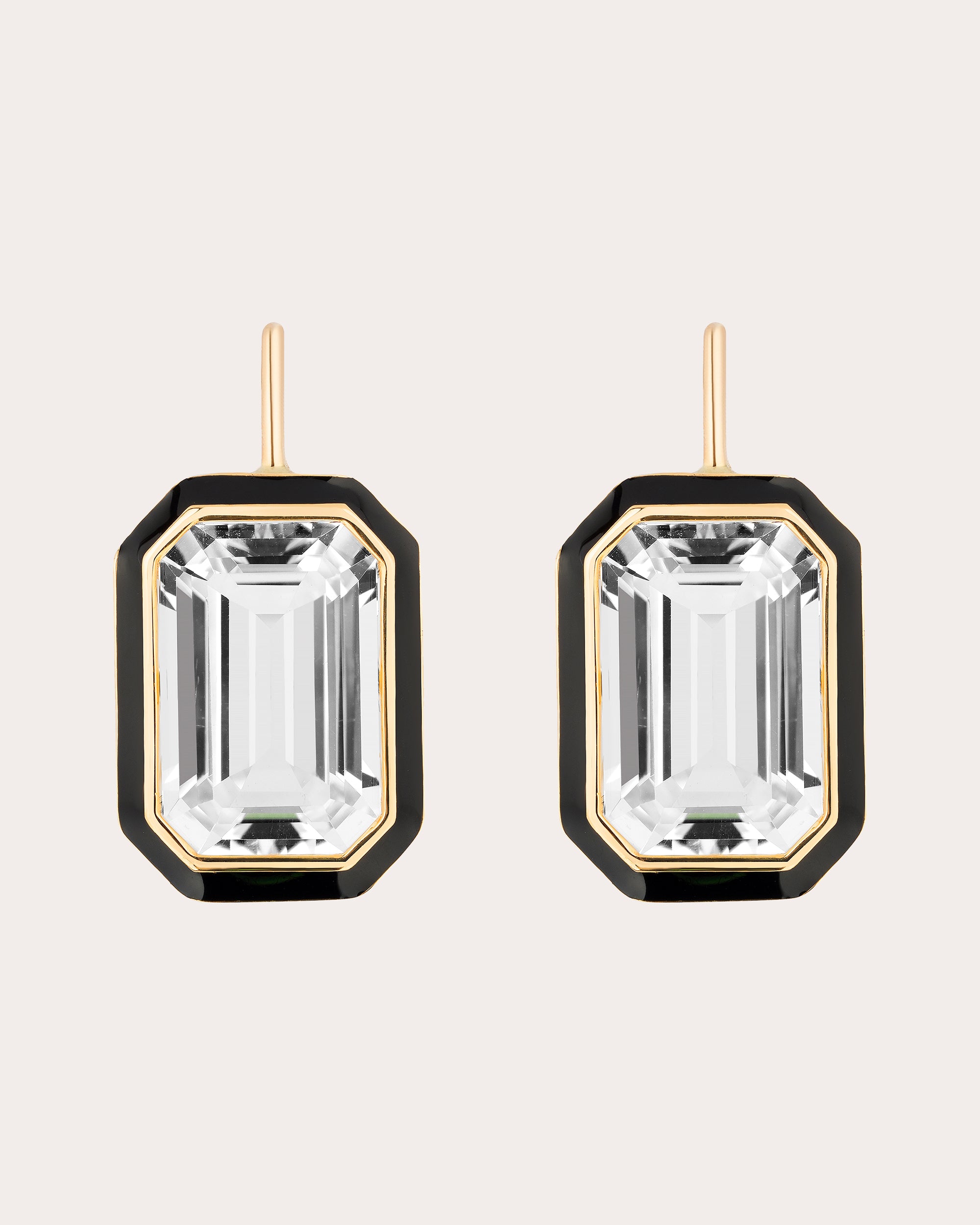 Crystal & Black Enamel Queen Drop Earrings