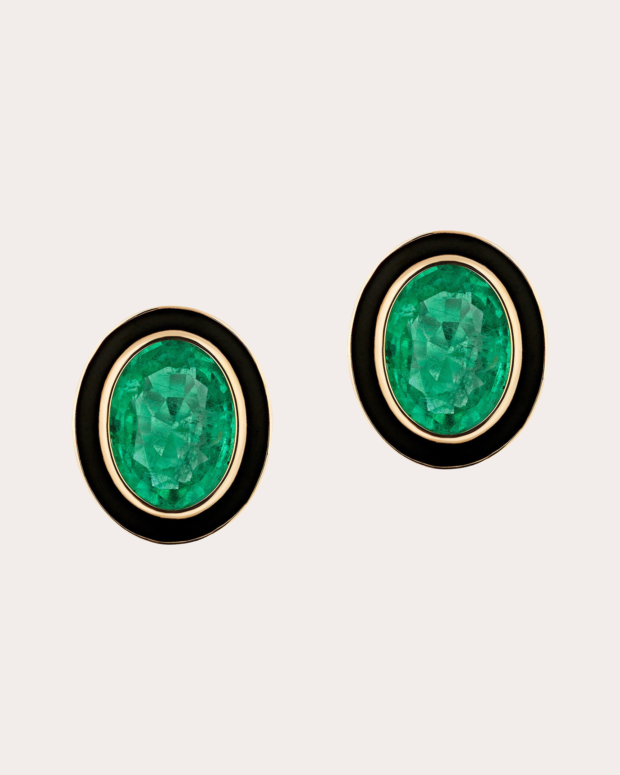 Emerald & 18k Gold Limited Edition Oval Stud Earrings