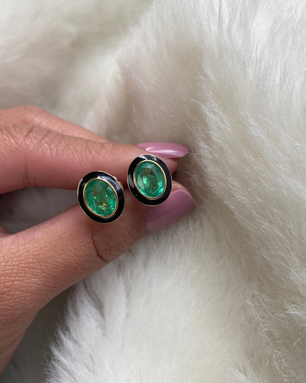 Emerald & 18k Gold Limited Edition Oval Stud Earrings