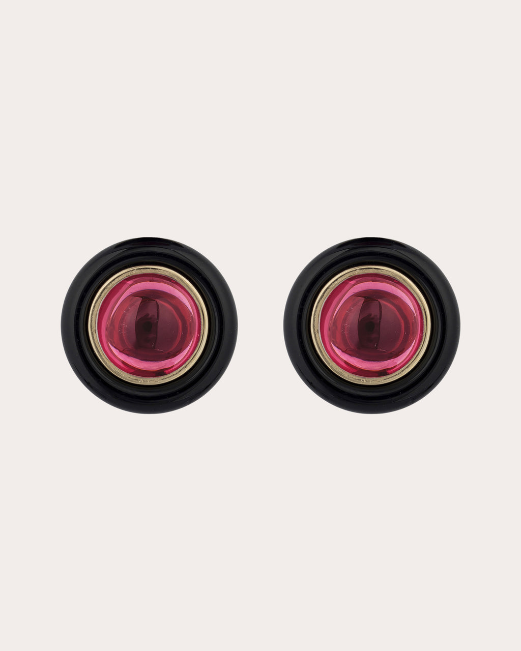 Garnet & Onyx 18k Gold Limited Edition Halo Stud Earrings
