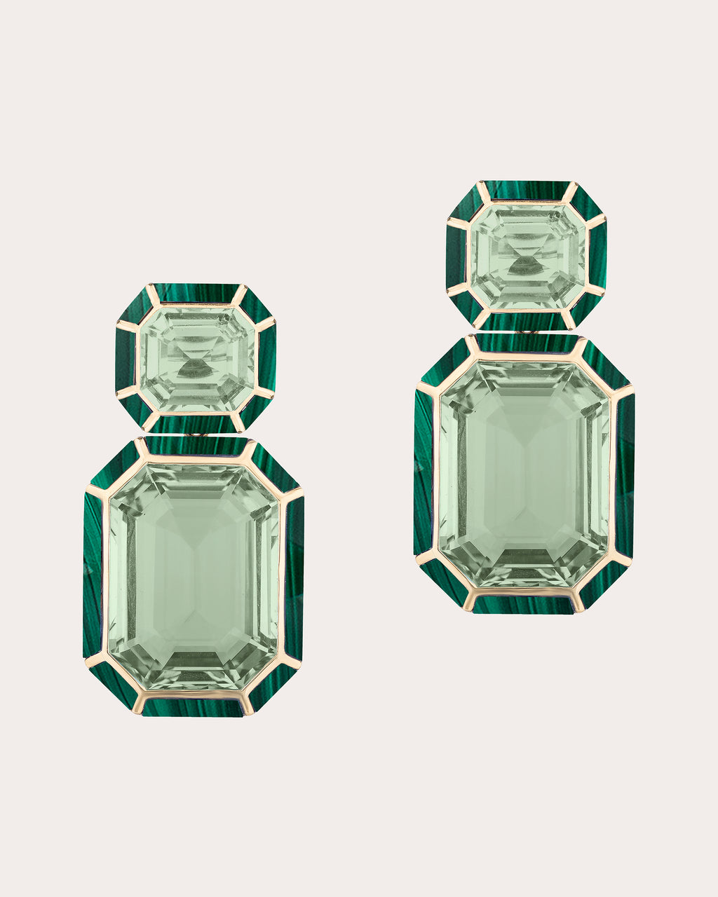 Prasiolite & Malachite Mélange Drop Earrings