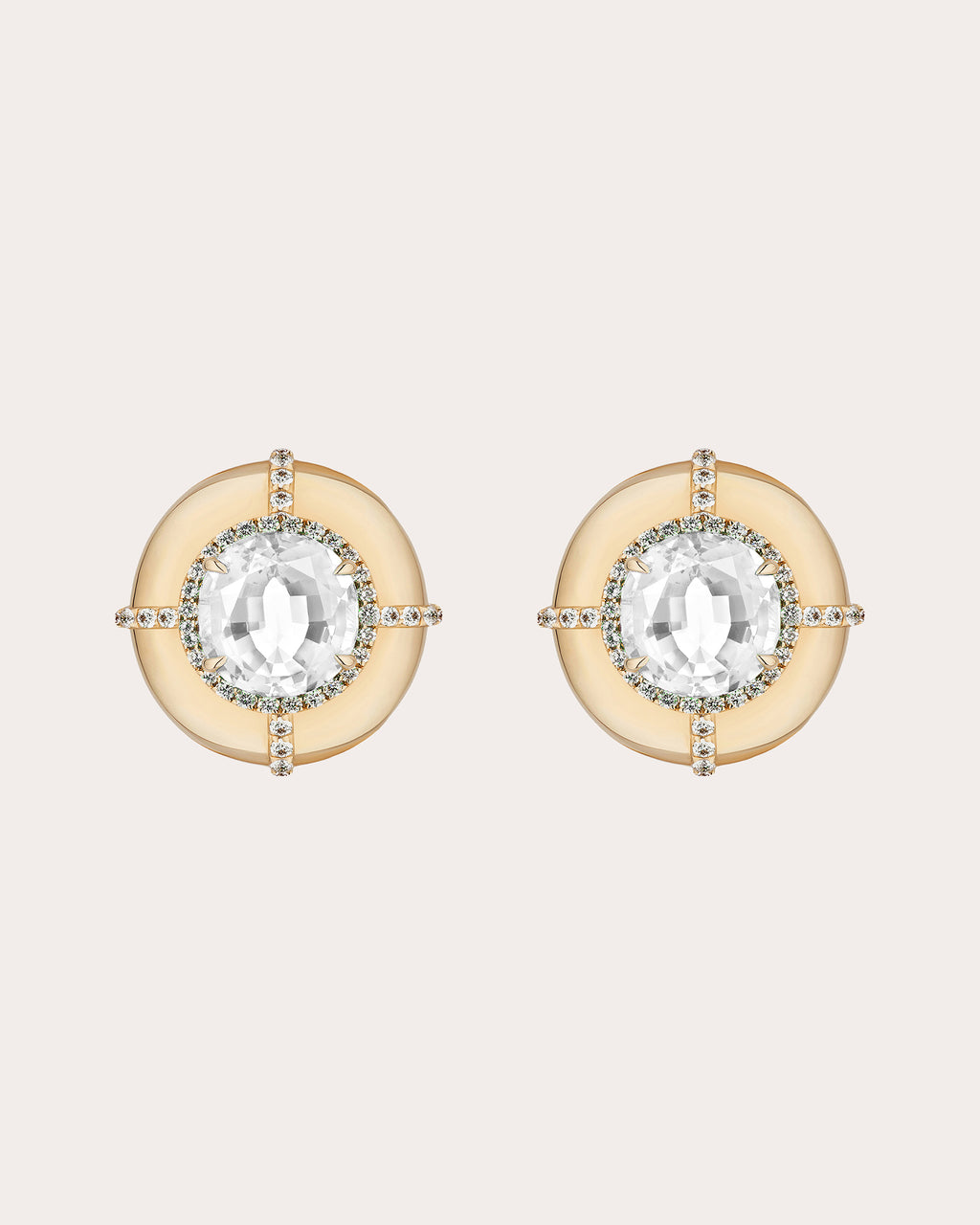 Diamond & 18k Gold Limited Edition Medallion Stud Earrings