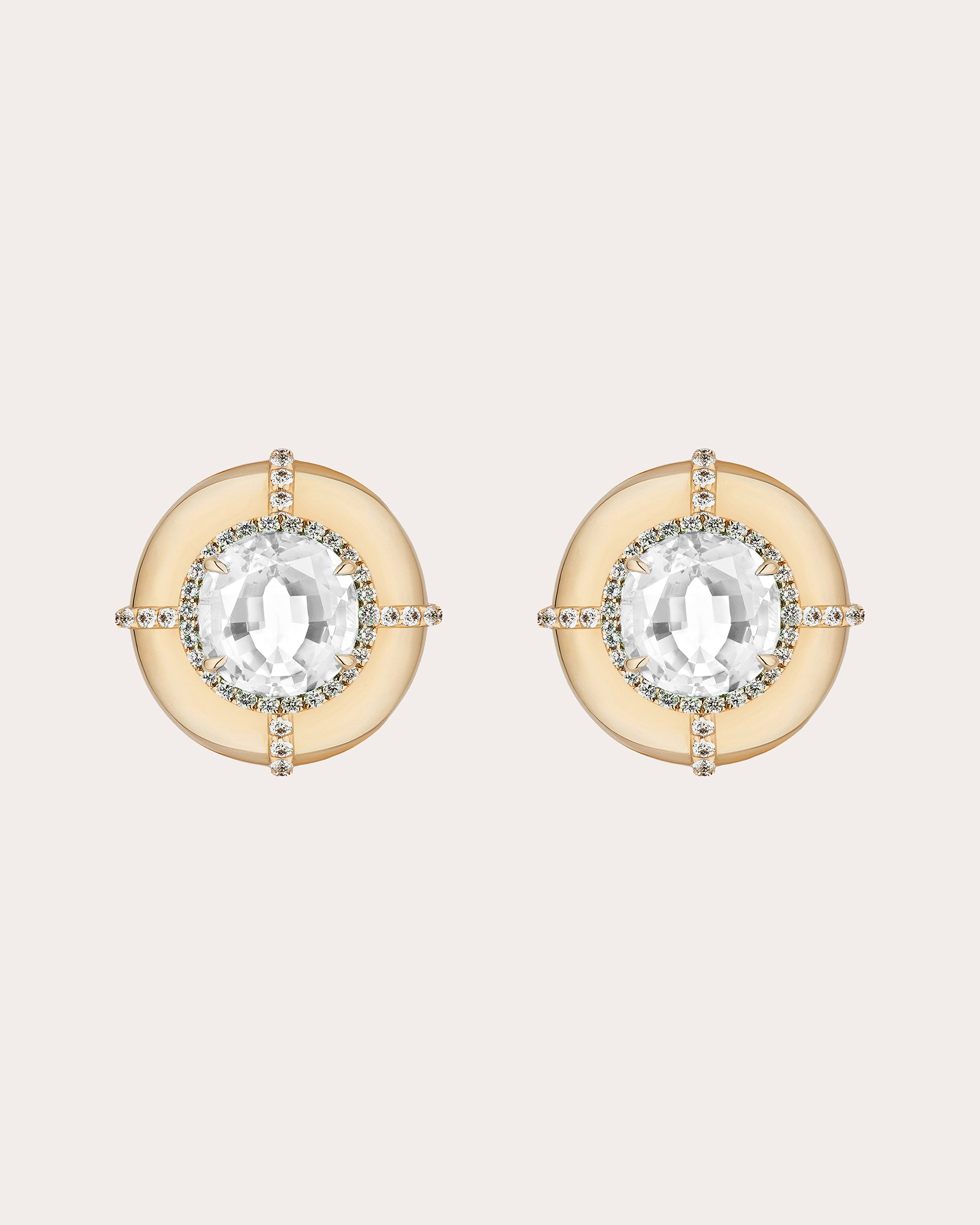 Diamond & 18k Gold Limited Edition Medallion Stud Earrings
