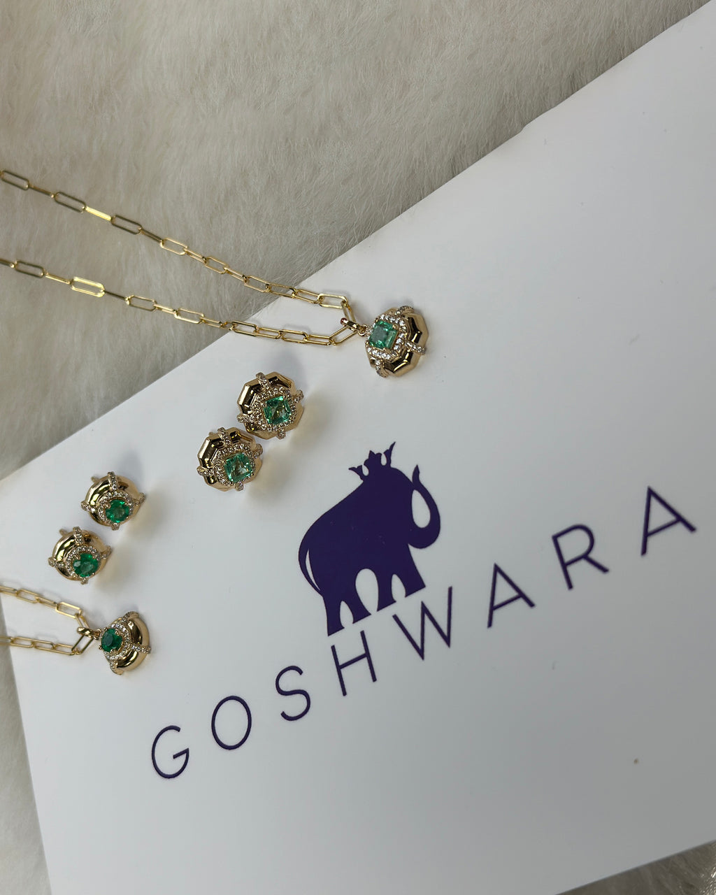 Emerald & Diamond 18k Gold Stud Earrings