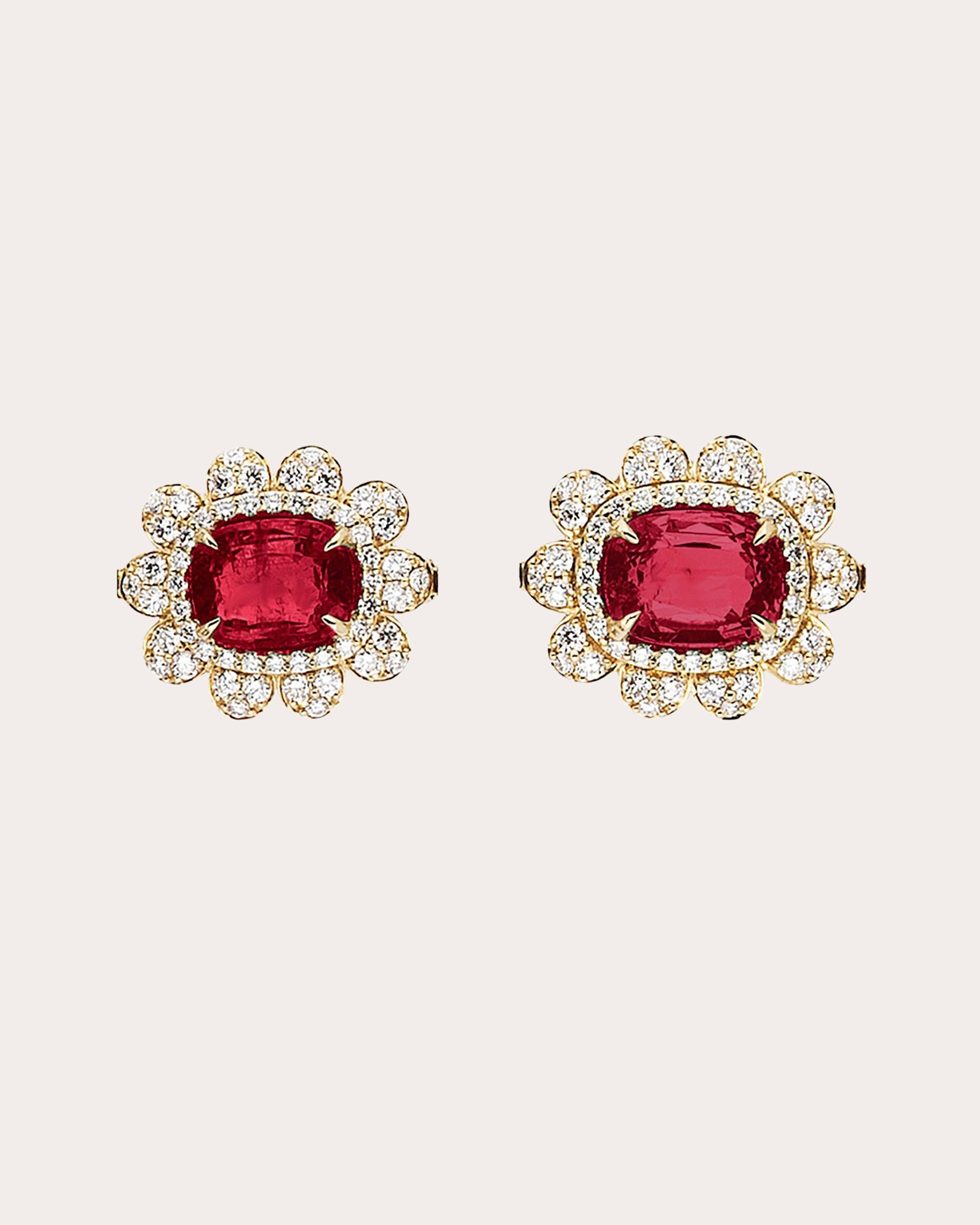 Garnet & 18k Gold G-One Organic Stud Earrings
