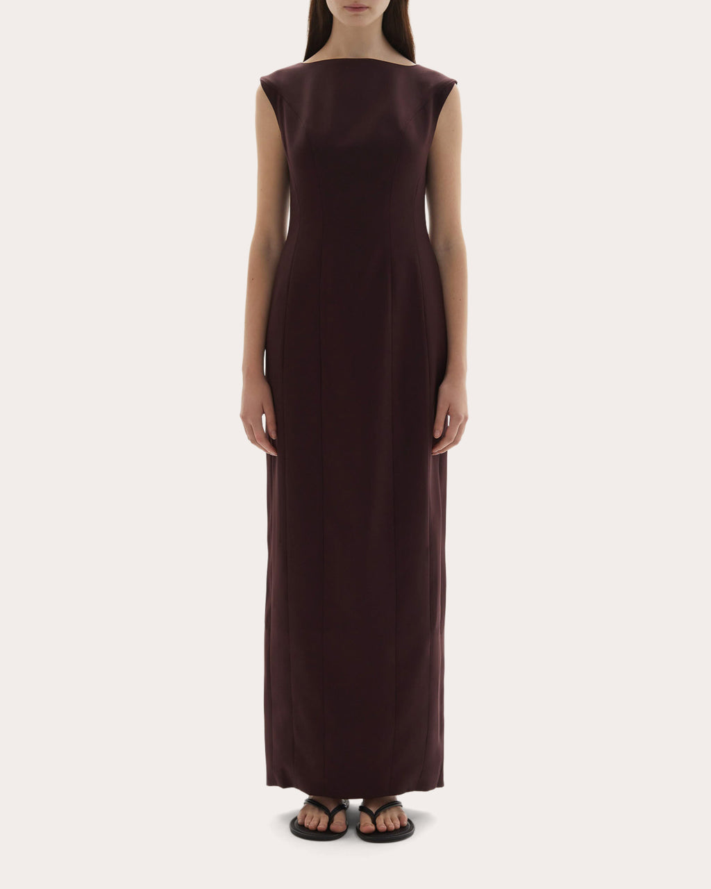 Kelli Wool Structured Boatneck Maxi Dress