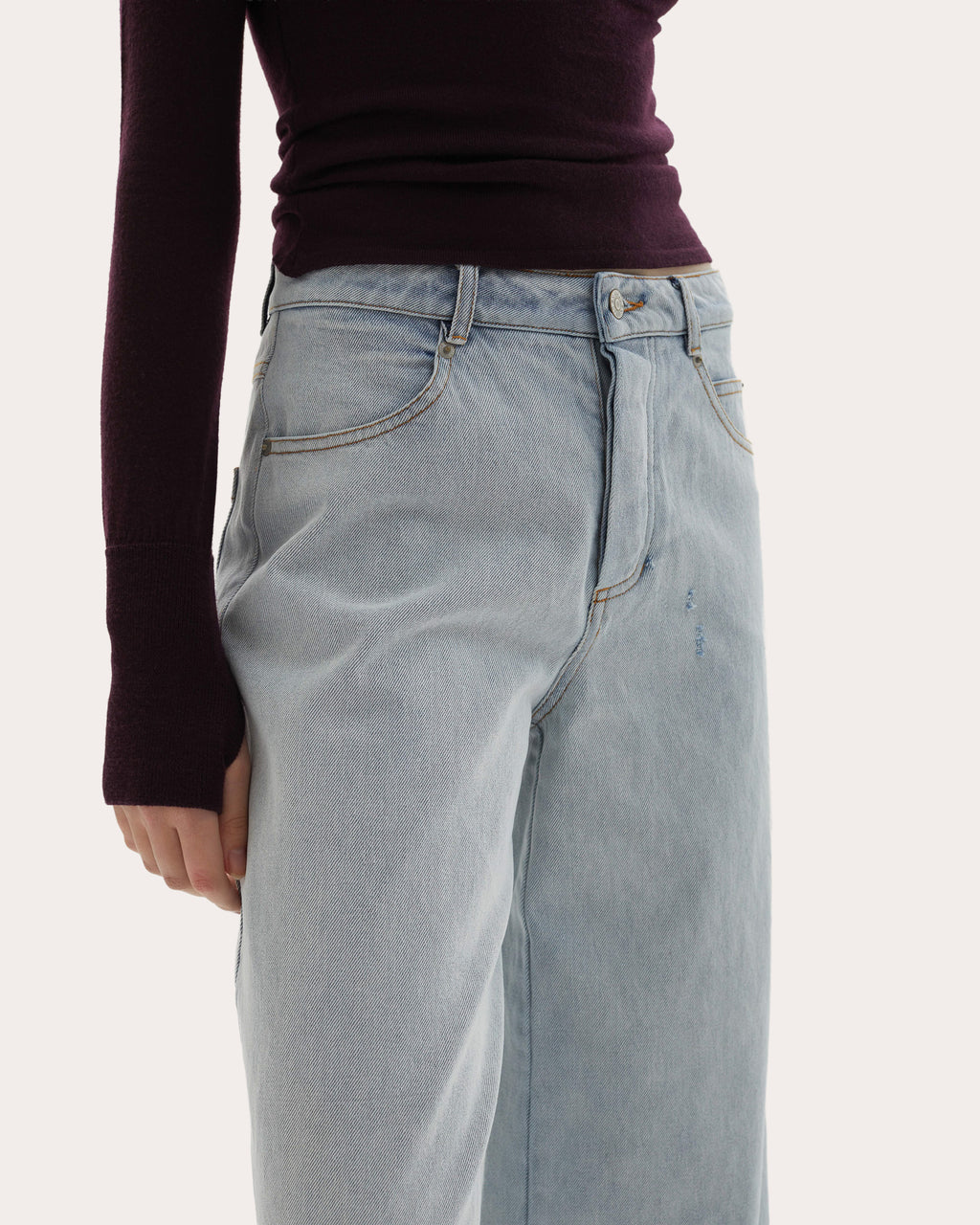 Adrianne Washed Raw-Hem Wide-Leg Jeans