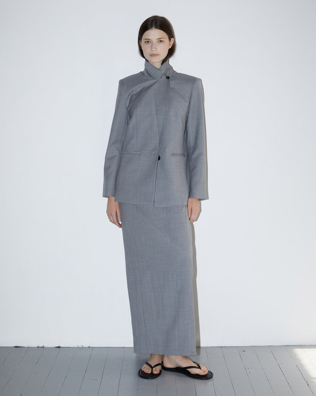Kelli Wool Structured Boatneck Maxi Dress