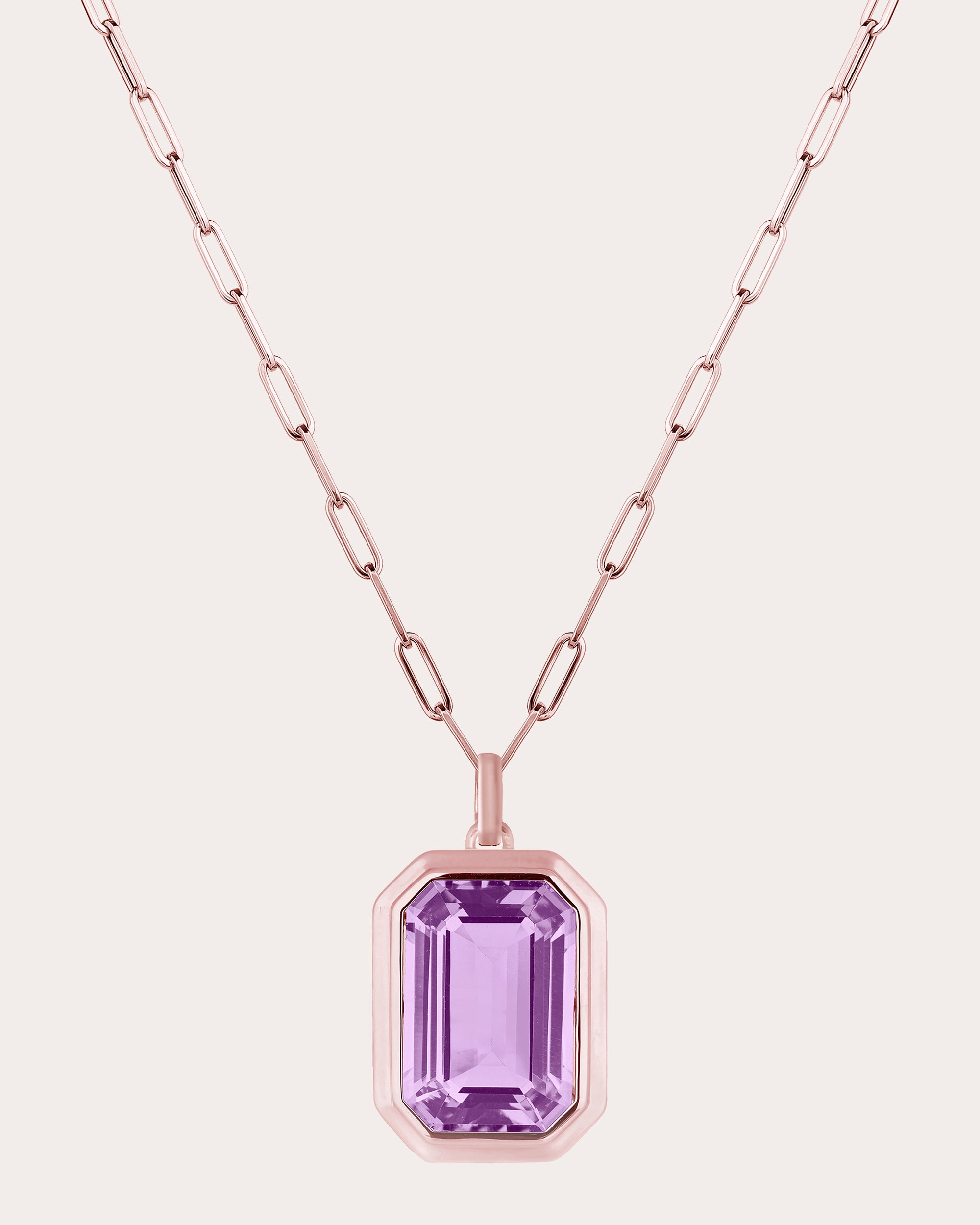 Lavender Amethyst & 18k Rose Gold Pendant Necklace