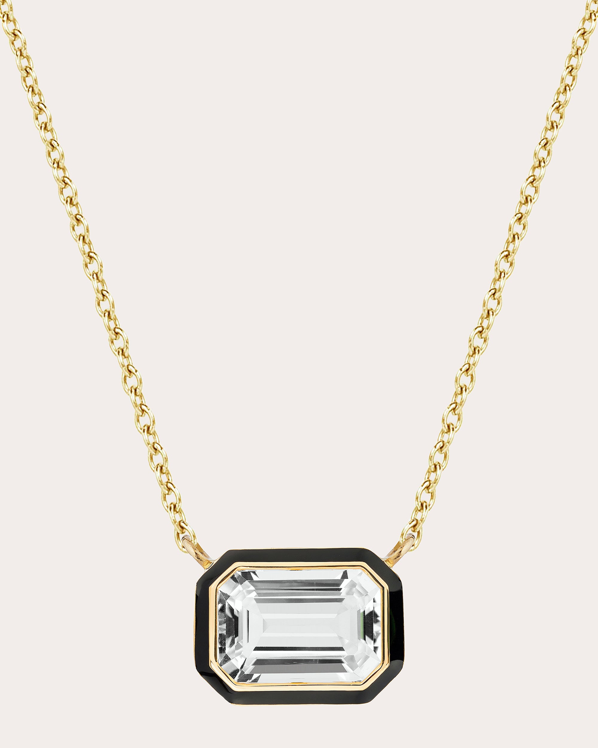 Crystal & Black Enamel Queen Pendant Necklace