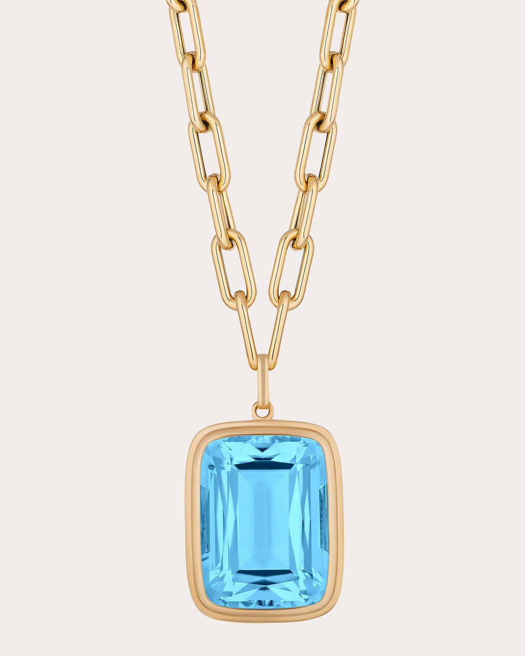 Blue Topaz & 18k Gold Manhattan Pendant Necklace