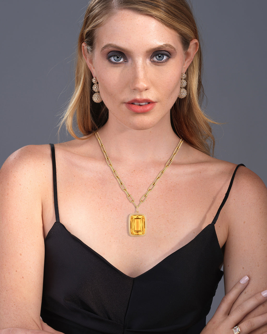 Citrine & 18k Gold Manhattan Pendant Necklace