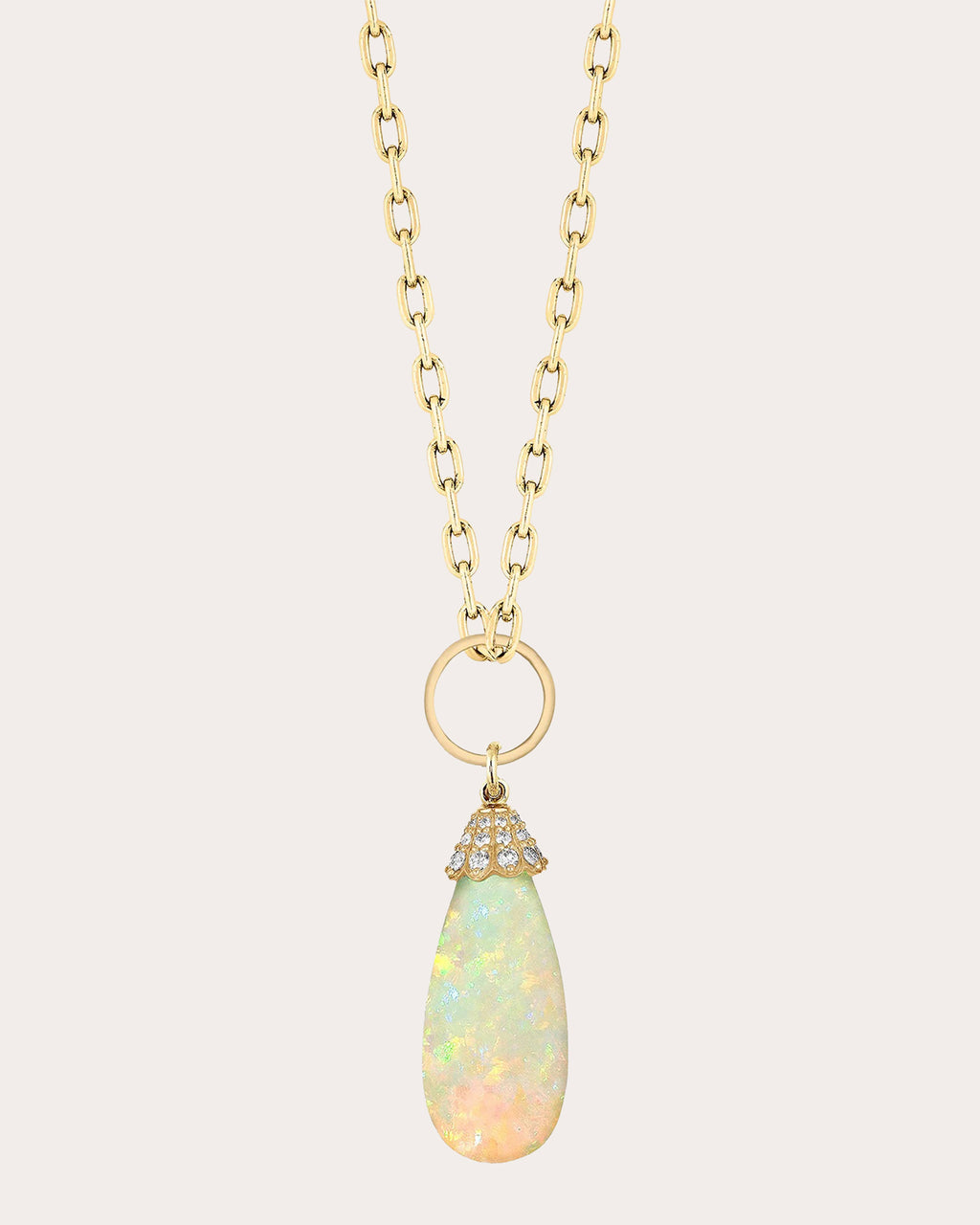 Opal & 18k Gold G-One Drop Pendant Necklace