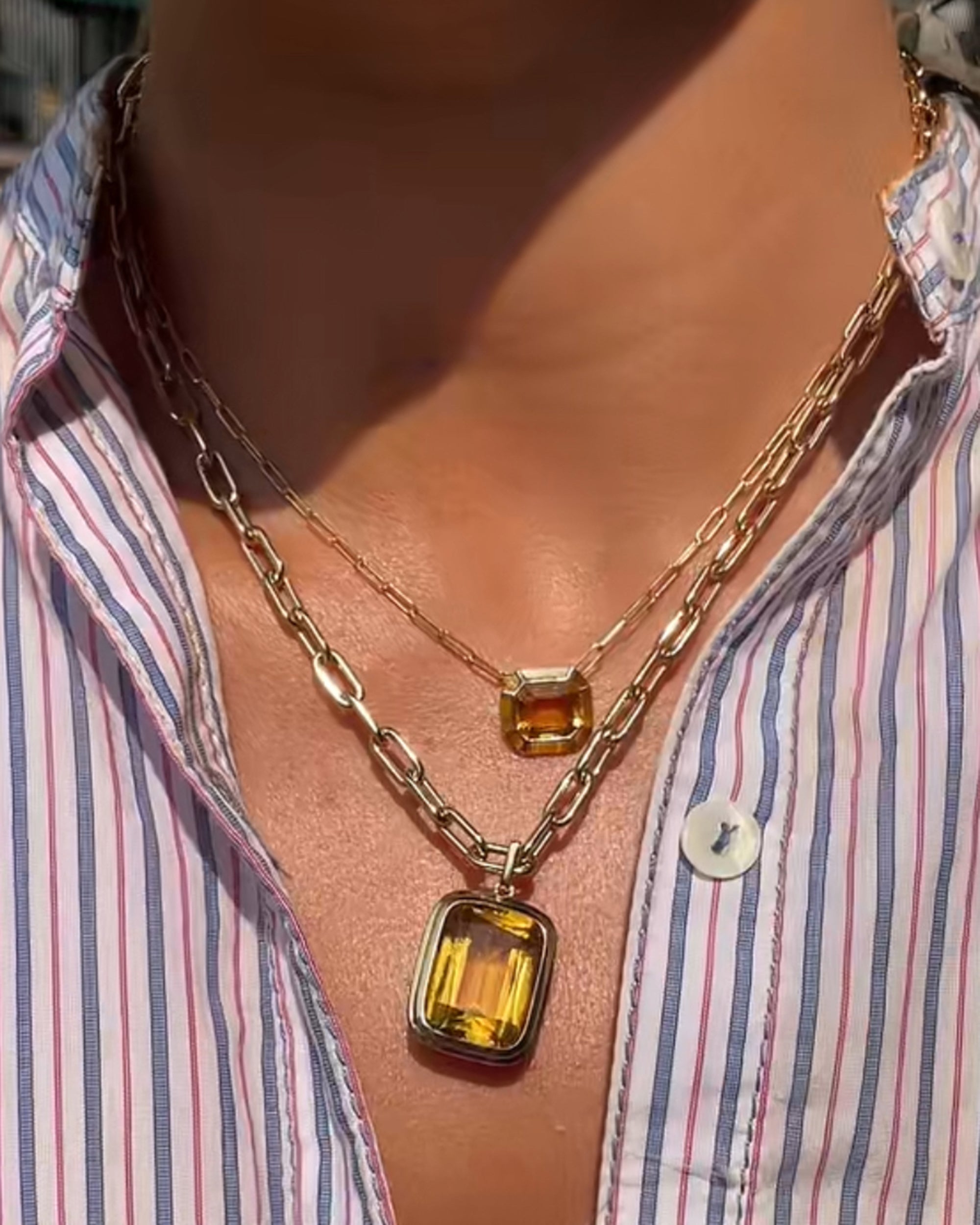 Citrine & 18k Gold Manhattan Pendant Necklace