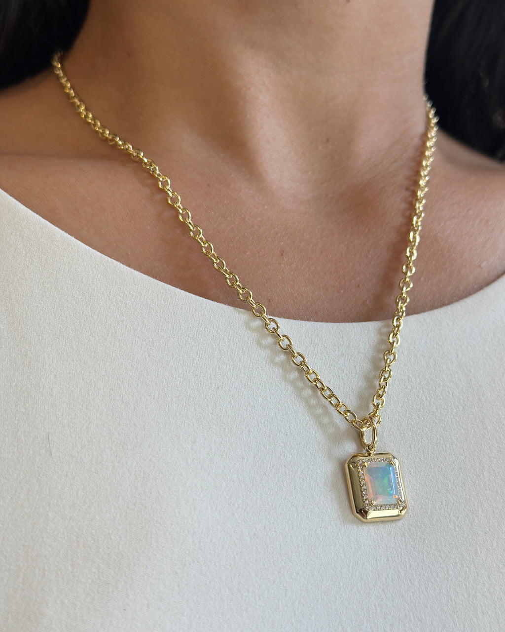 Opal & 18k Gold Limited Edition Emerald-Cut Pendant Necklace