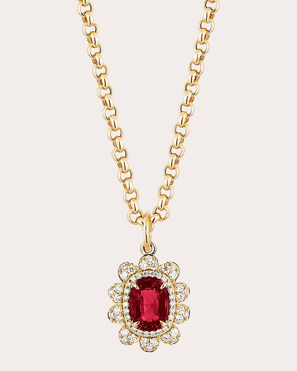 Garnet & Diamond G-One Organic Pendant Necklace