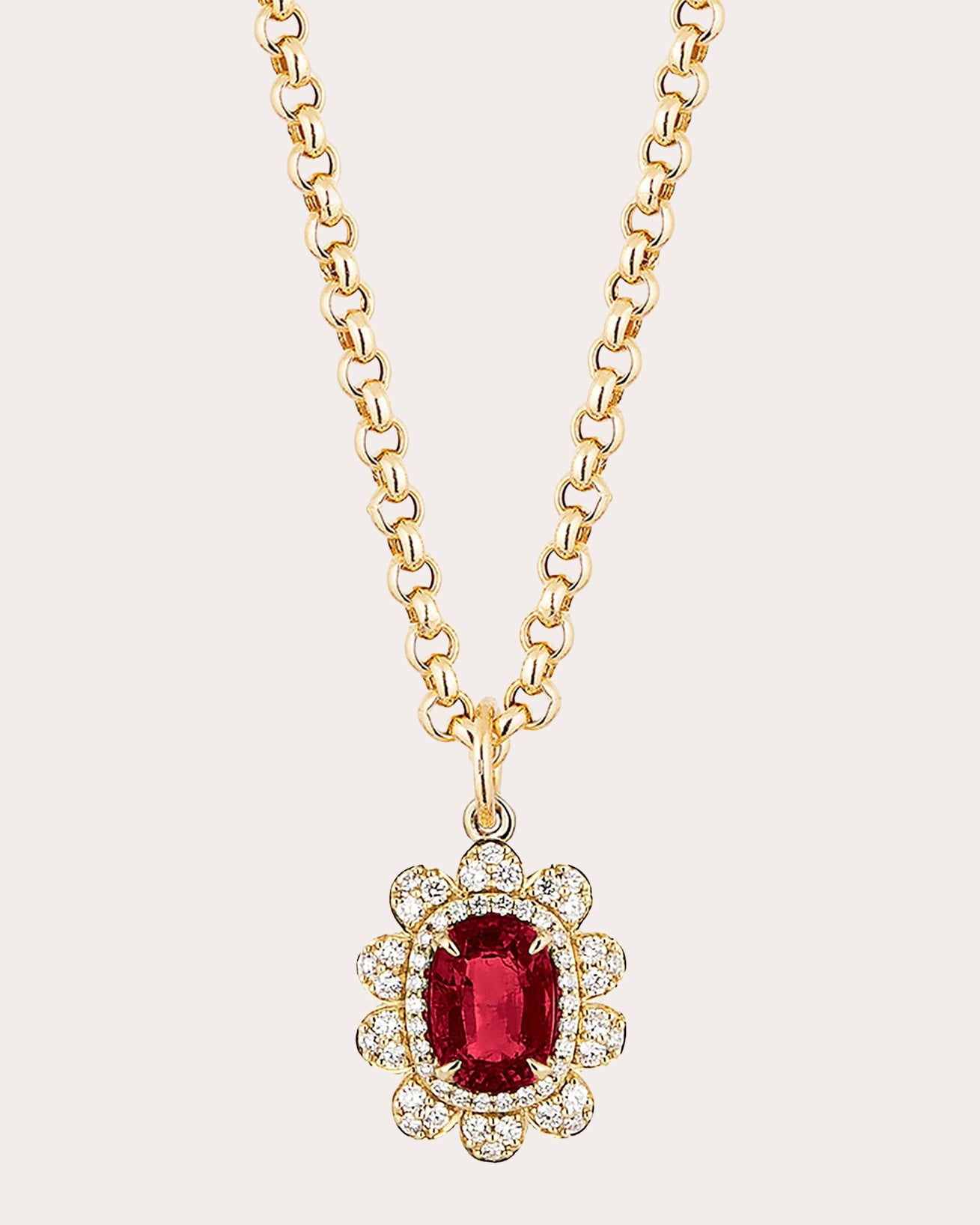 Garnet & Diamond G-One Organic Pendant Necklace