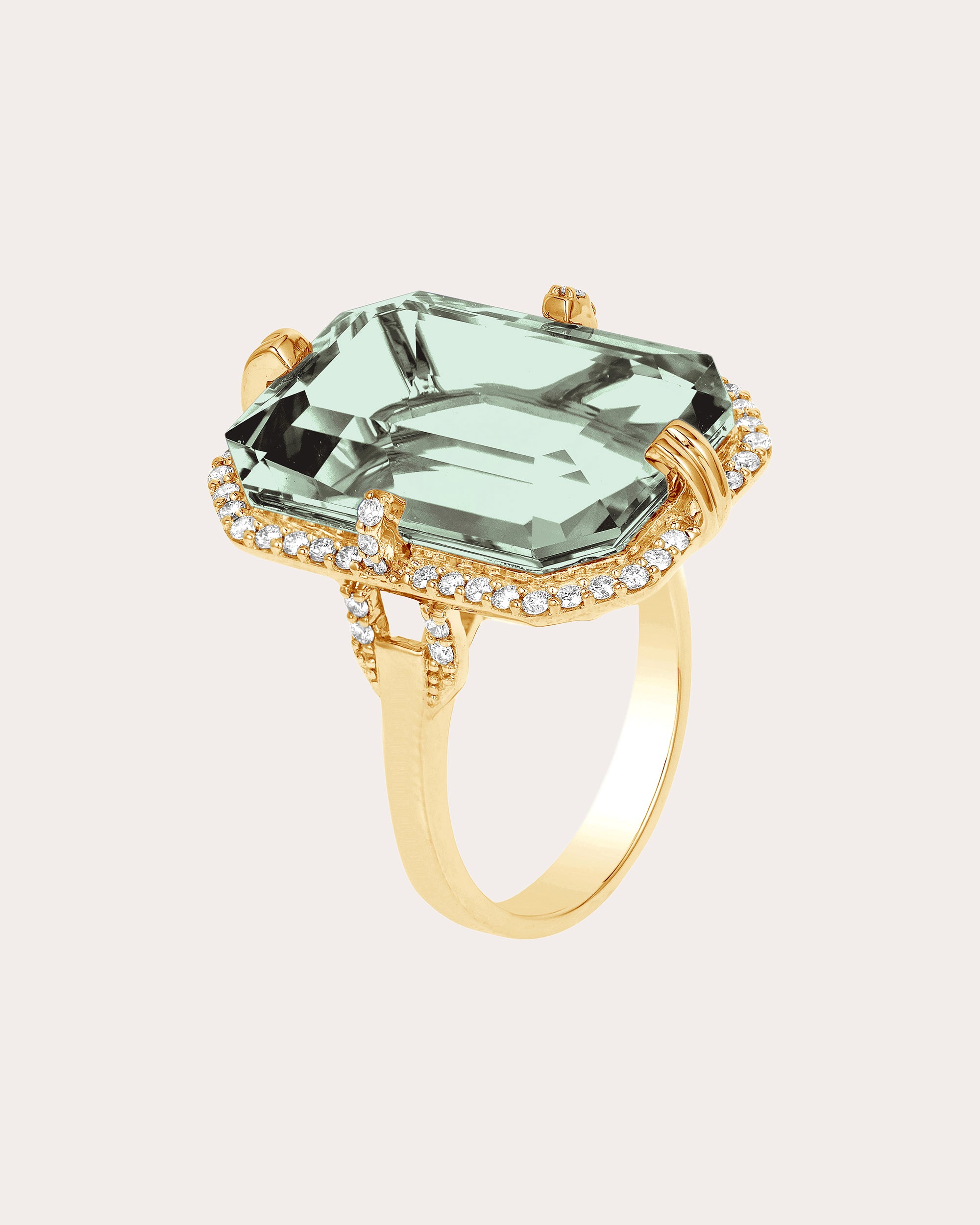 Prasiolite & Diamond Gossip Ring