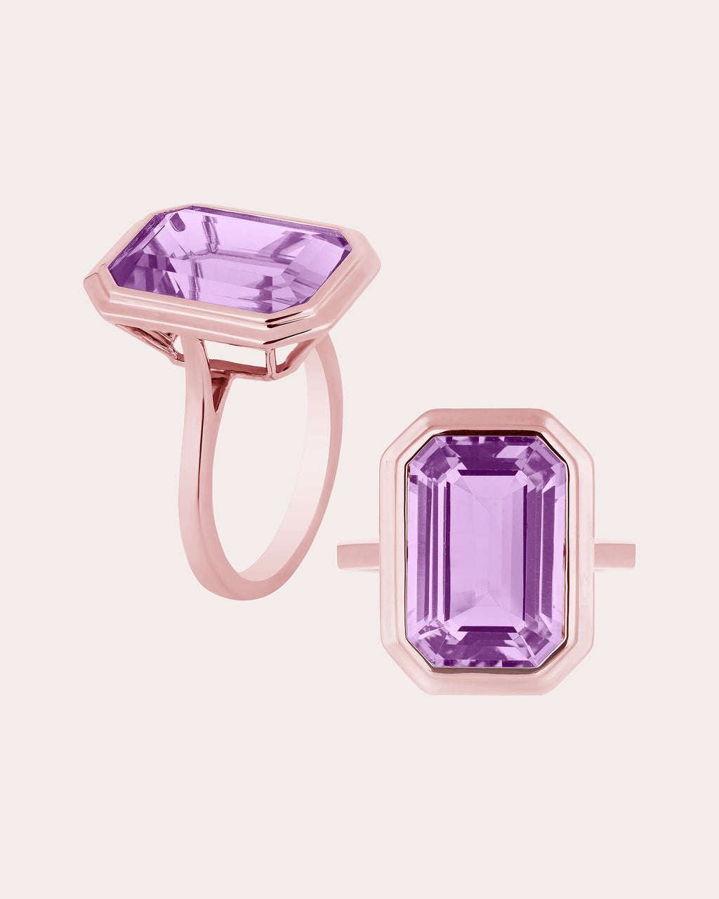 Lavender Amethyst & 18k Rose Gold Manhattan Ring