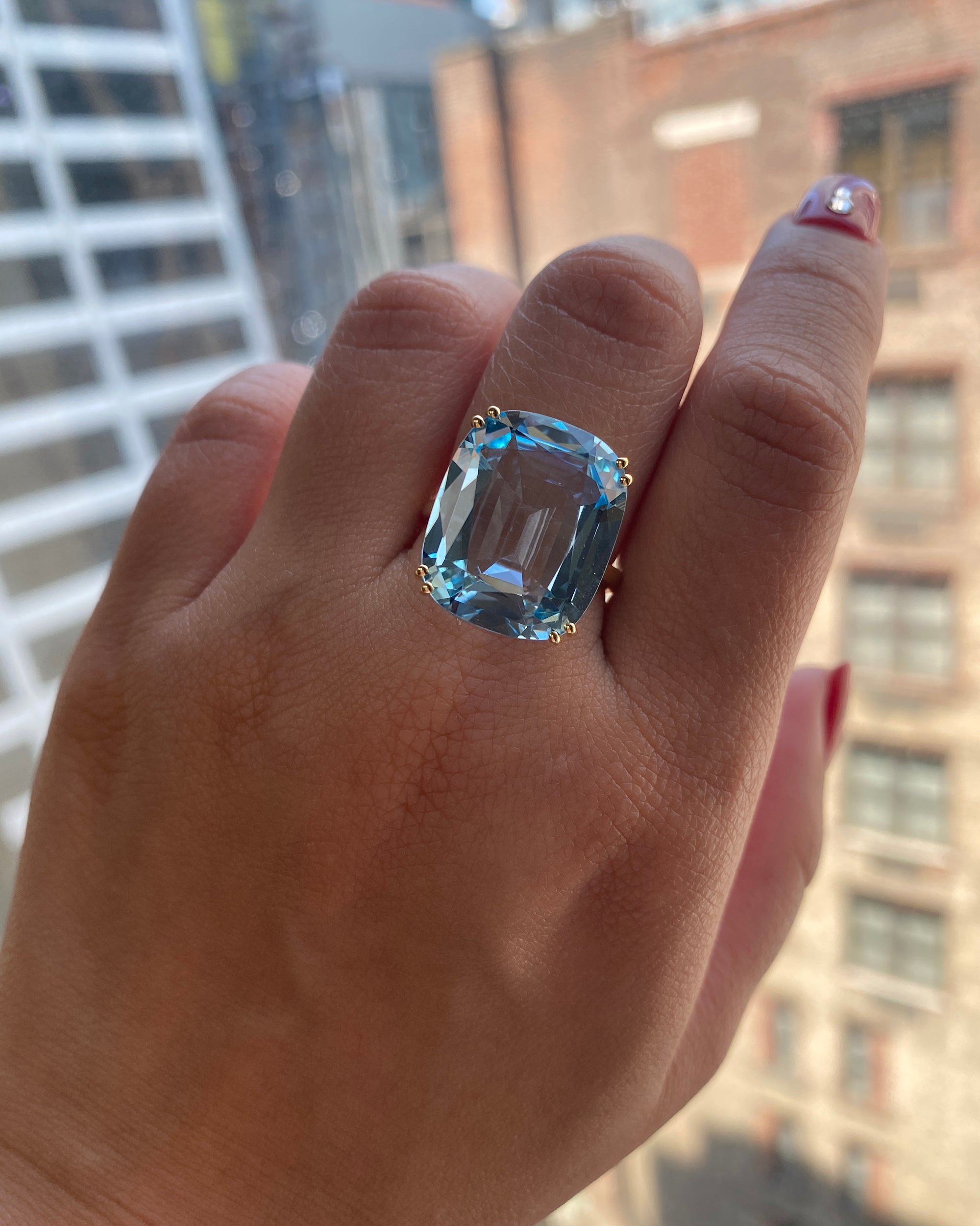 Blue Topaz & 18k Gold Gossip Ring