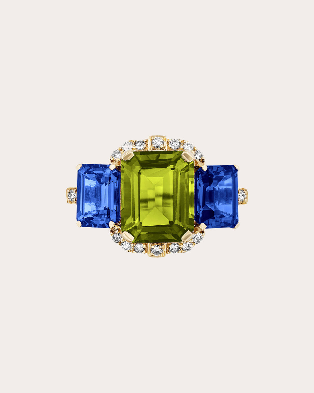 Iolite & Peridot 18k Gold Gossip Ring