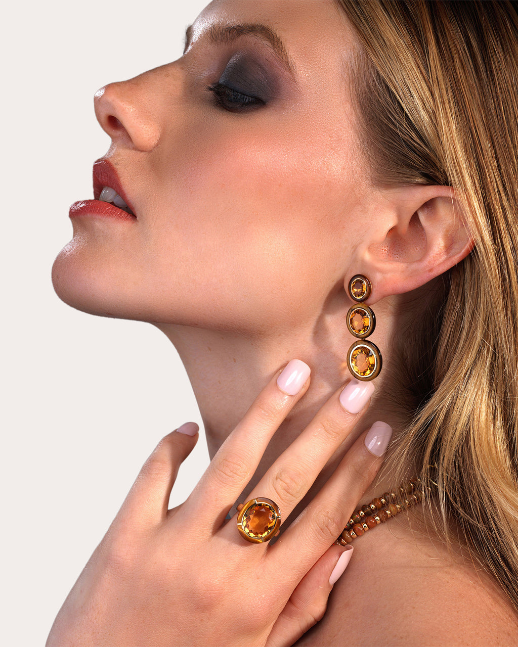 Citrine & Tiger's Eye Mélange Drop Earrings