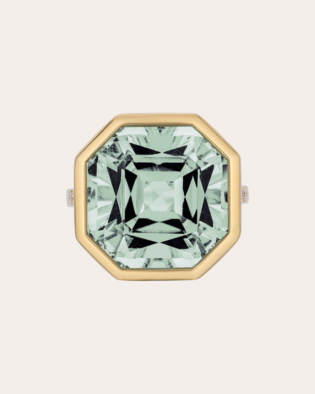 Prasiolite & Diamond 18k Gold Gossip Ring