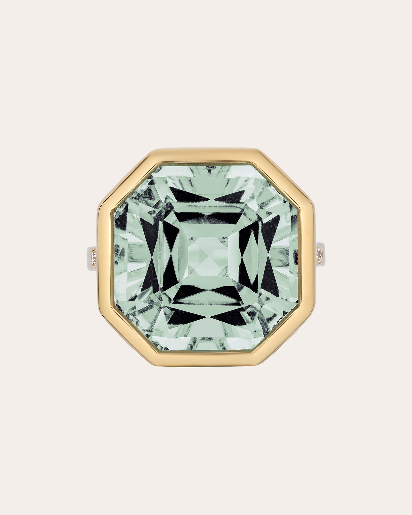 Prasiolite & Diamond 18k Gold Gossip Ring