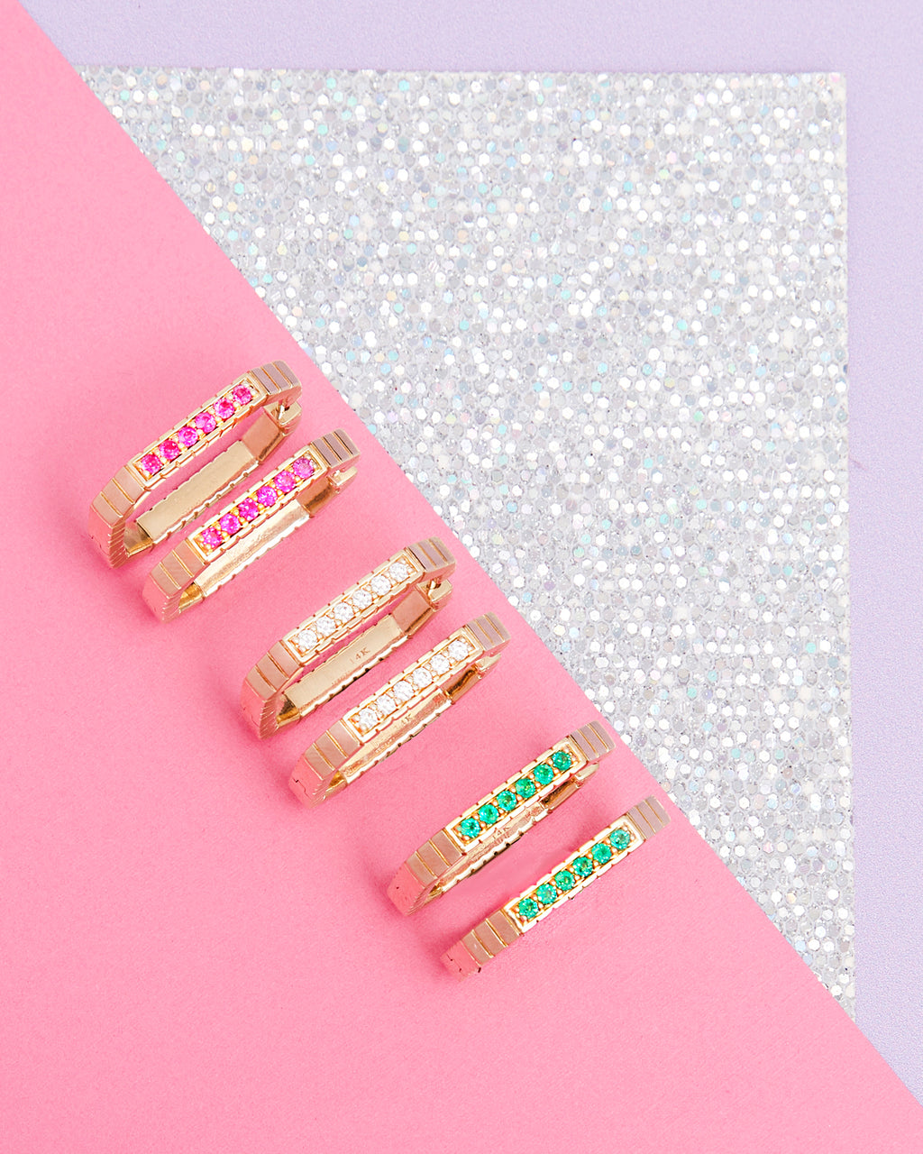 Diamond & 14k Gold Spark Etched Stackable Ring
