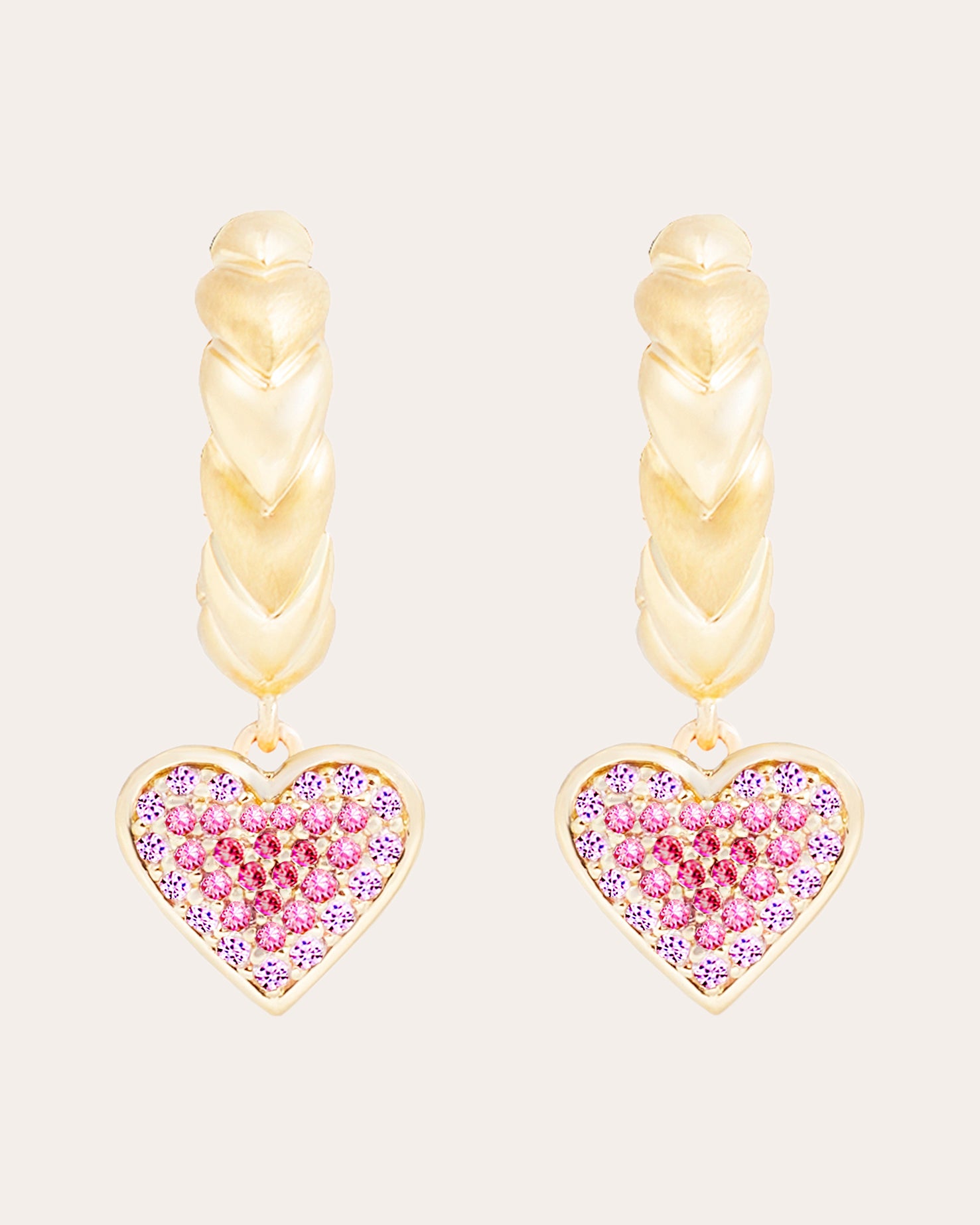 Pink Sapphire & 14k Gold Juju Heart Hoop Earrings
