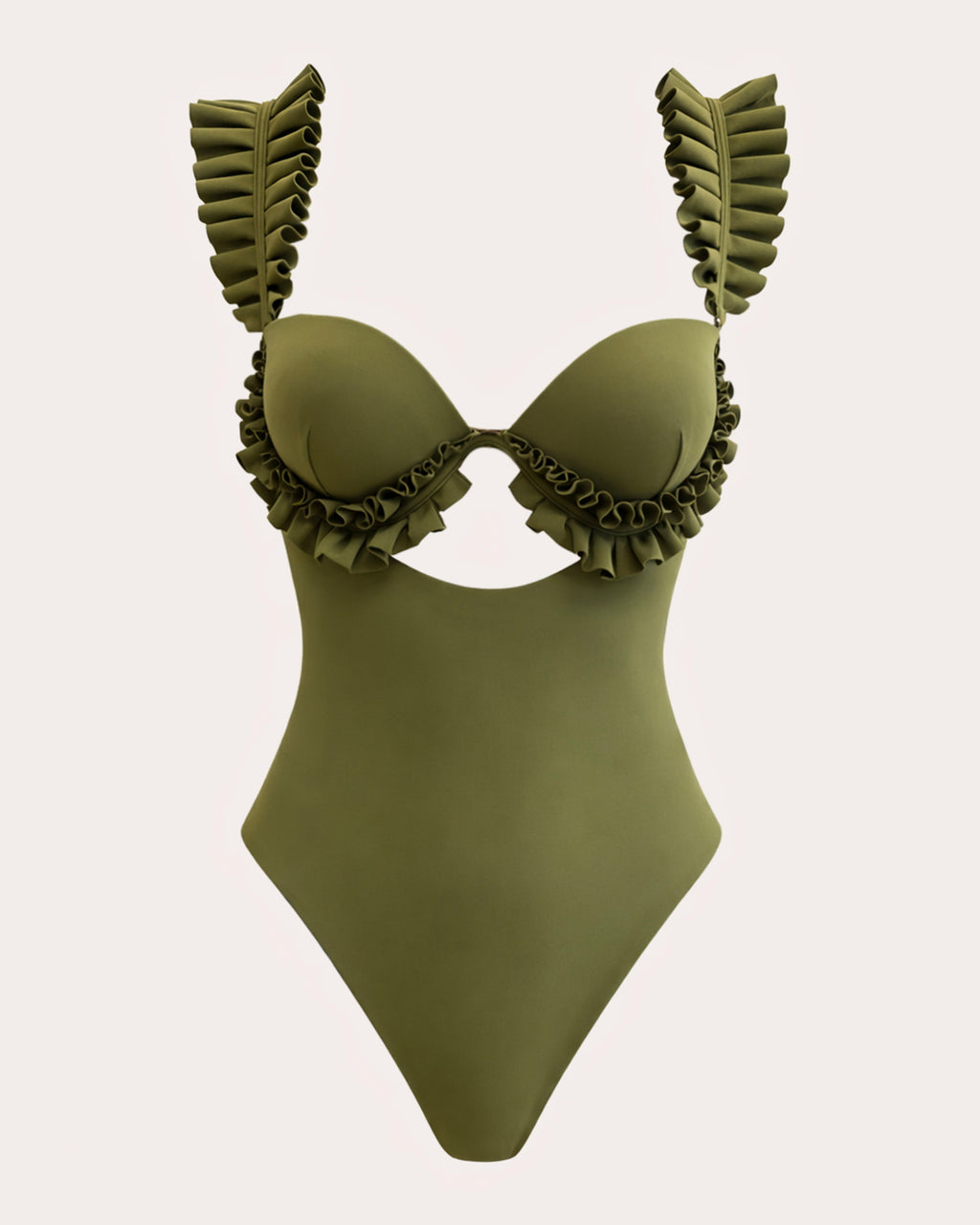 Kuji Pleated Ruffle Cutout One-Piece