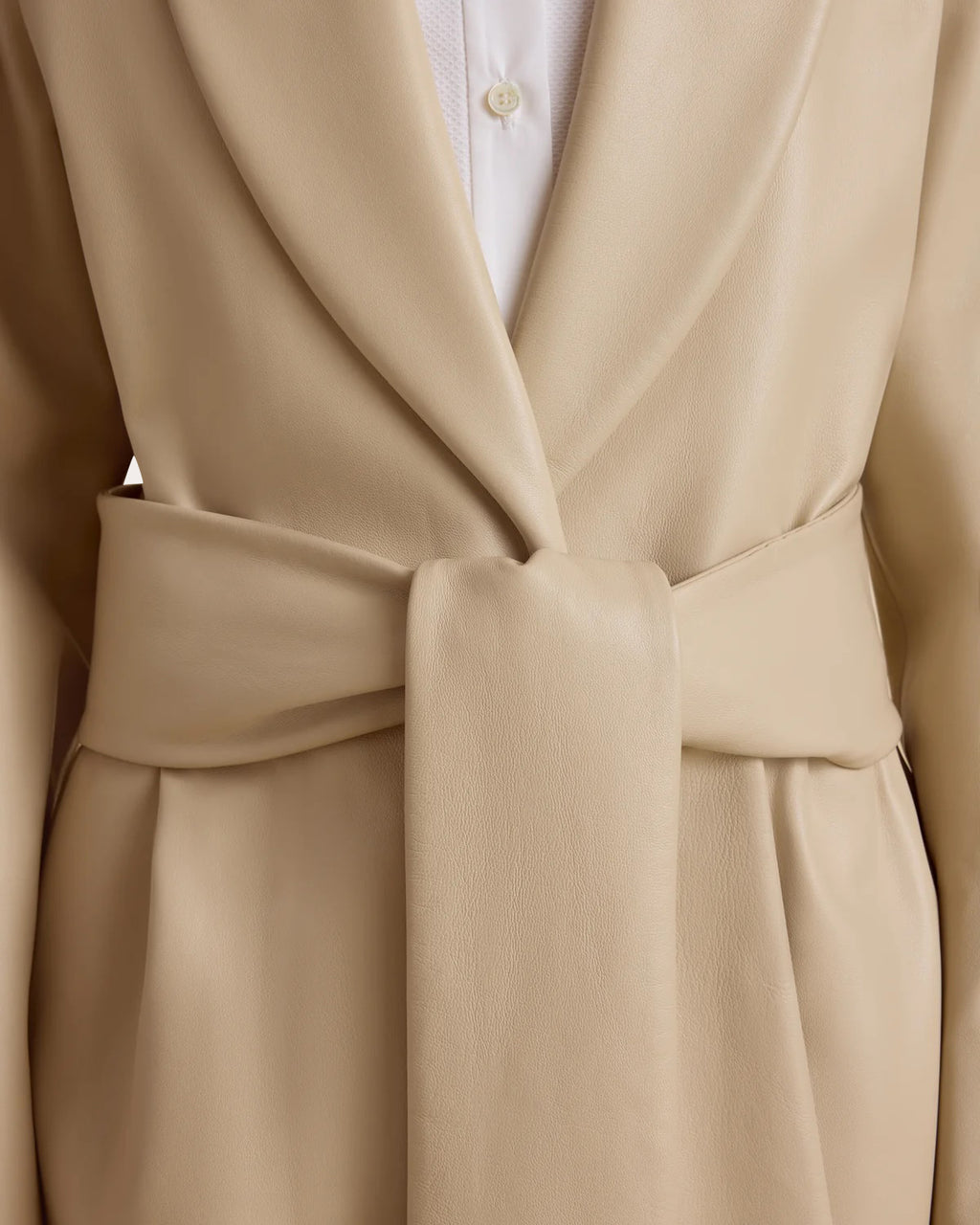 Leather Shawl Collar Robe Coat