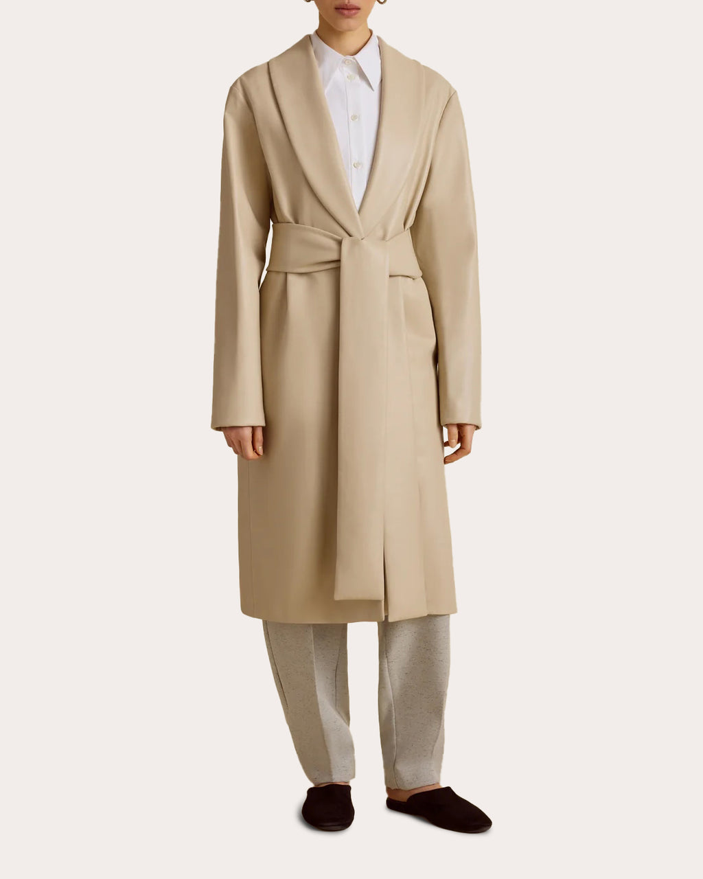 Leather Shawl Collar Robe Coat
