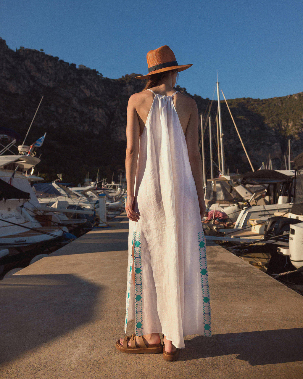 Sabi Embroidered Linen Maxi Dress