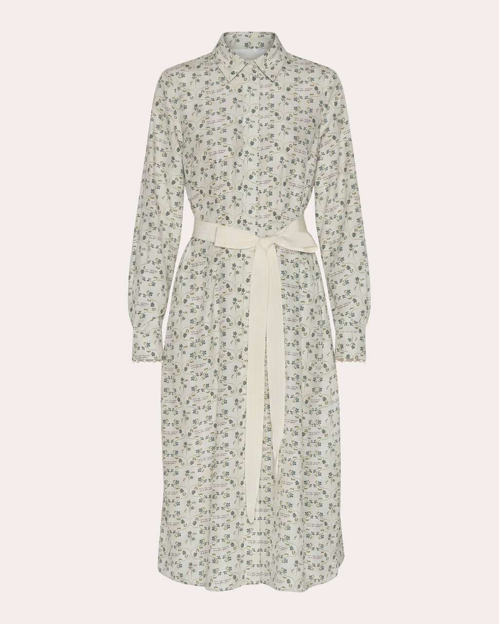 Meaning Floral Silk Poplin Midi Shirt Dress