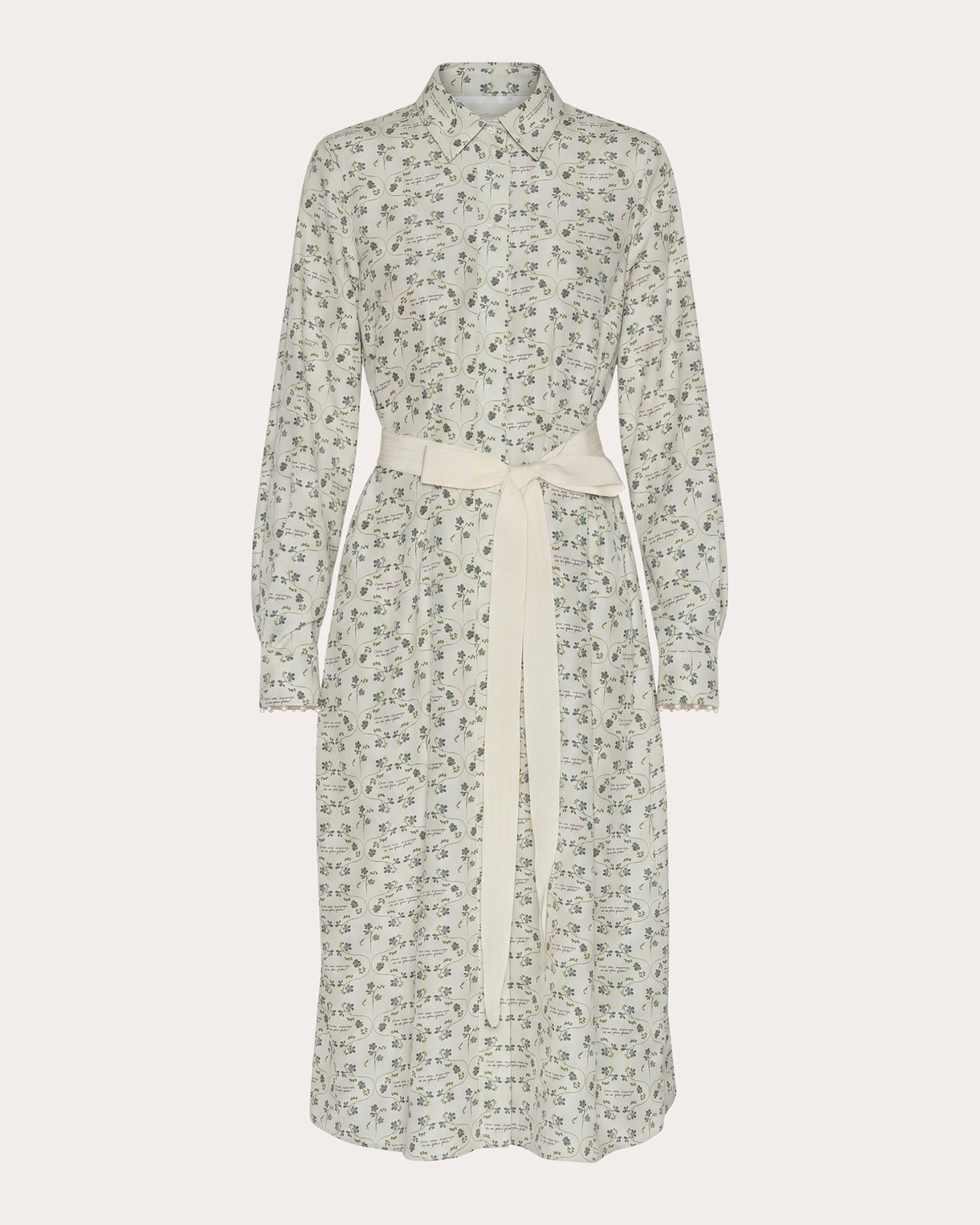 Meaning Floral Silk Poplin Midi Shirt Dress