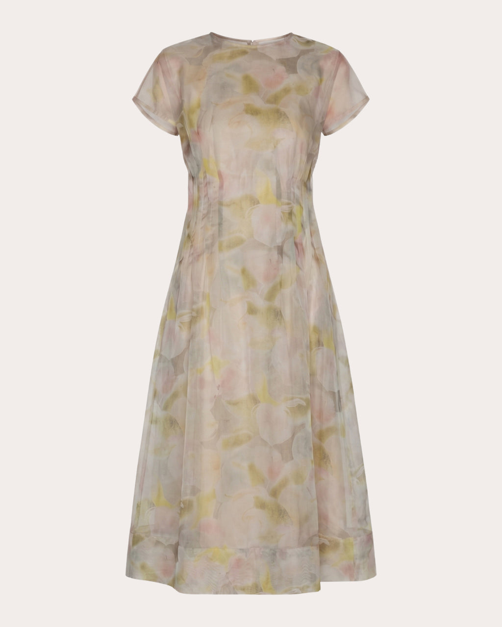Essence Floral Silk Organza Pleated Midi Dress