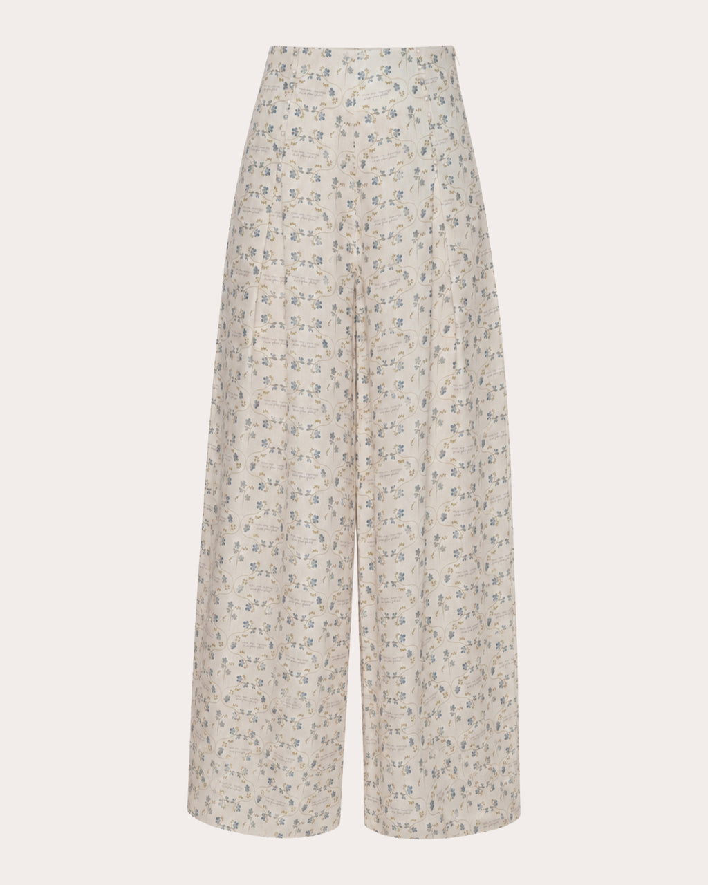 Timeless Floral Linen Pleated Wide-Leg Pants