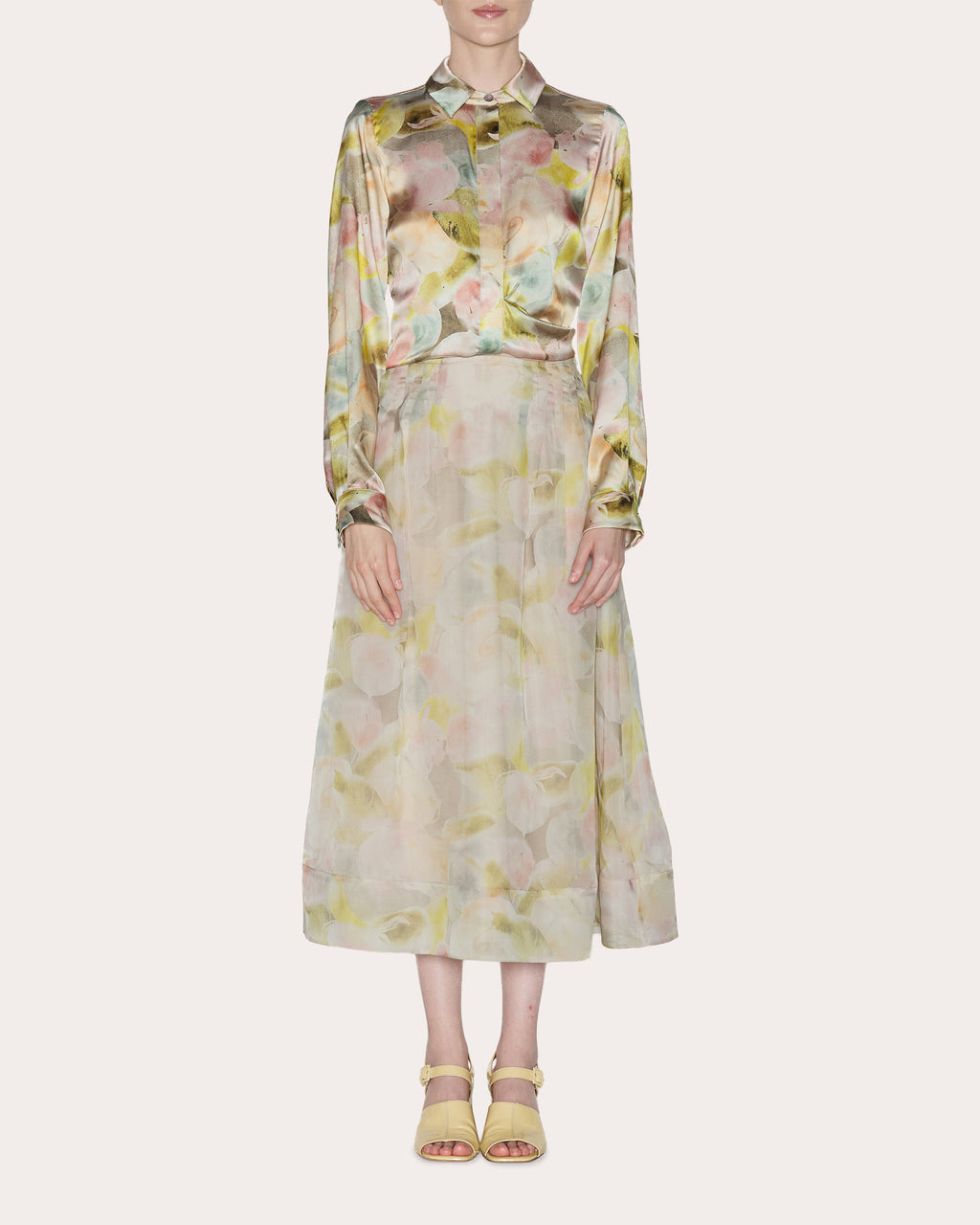 Essence Floral Silk Organza Midi Skirt