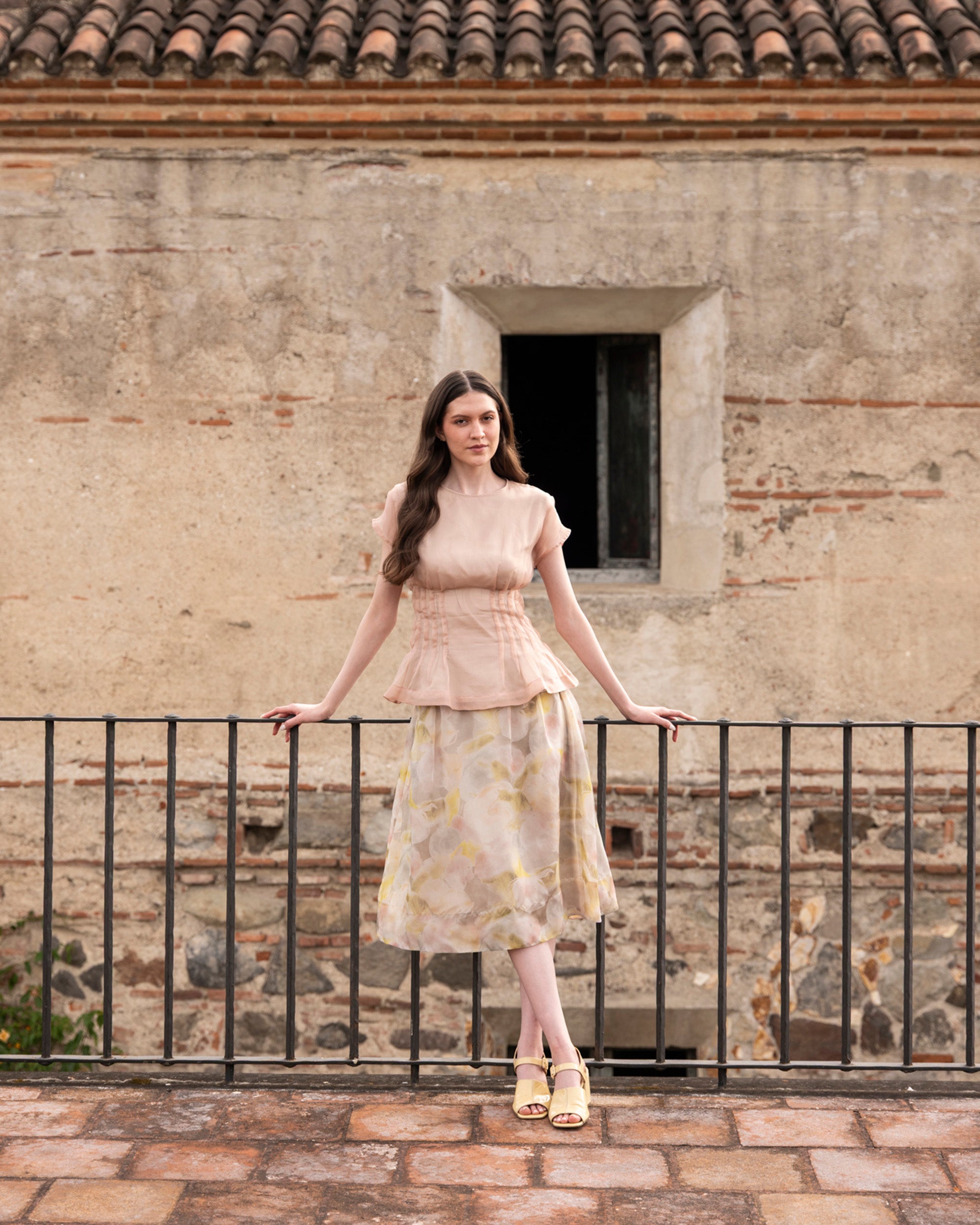 Essence Floral Silk Organza Midi Skirt