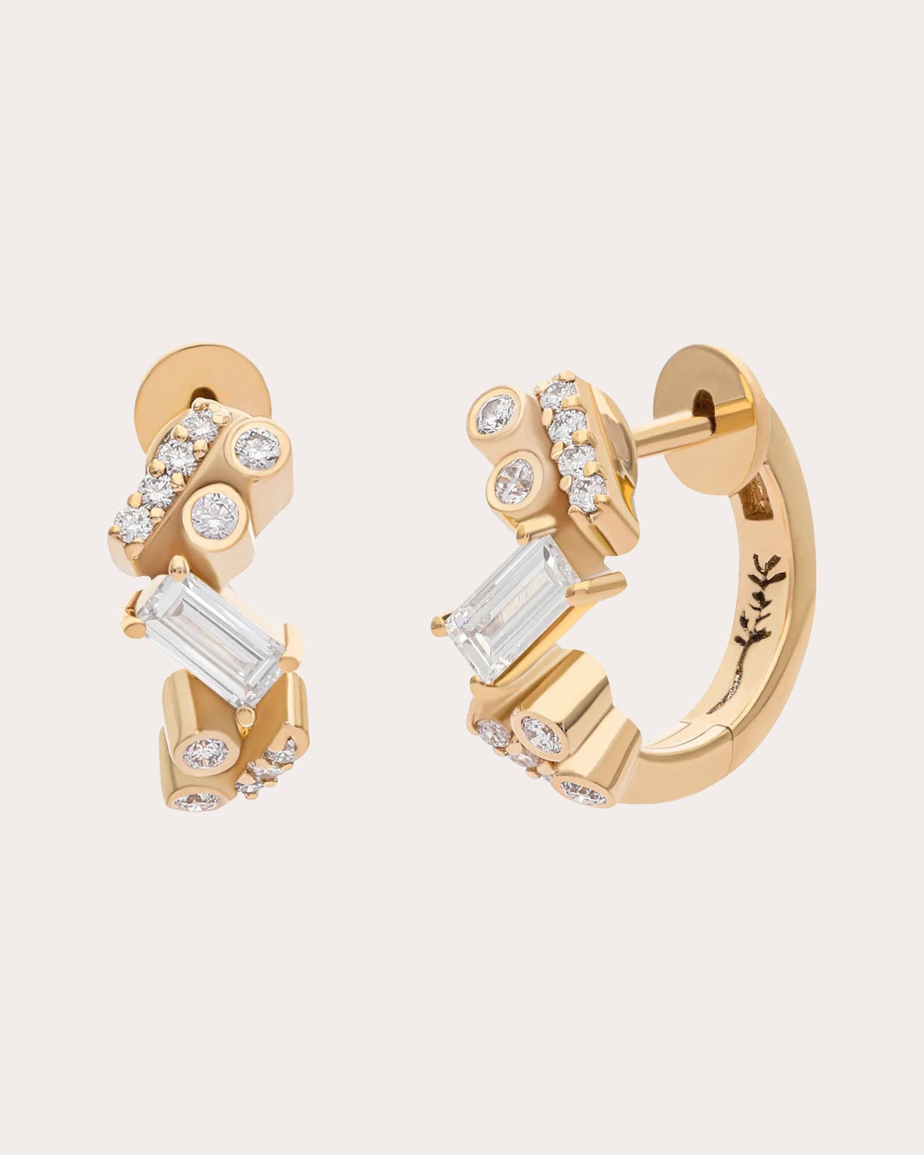 Diamond & 14k Gold Ethereal Nugget Huggie Earrings