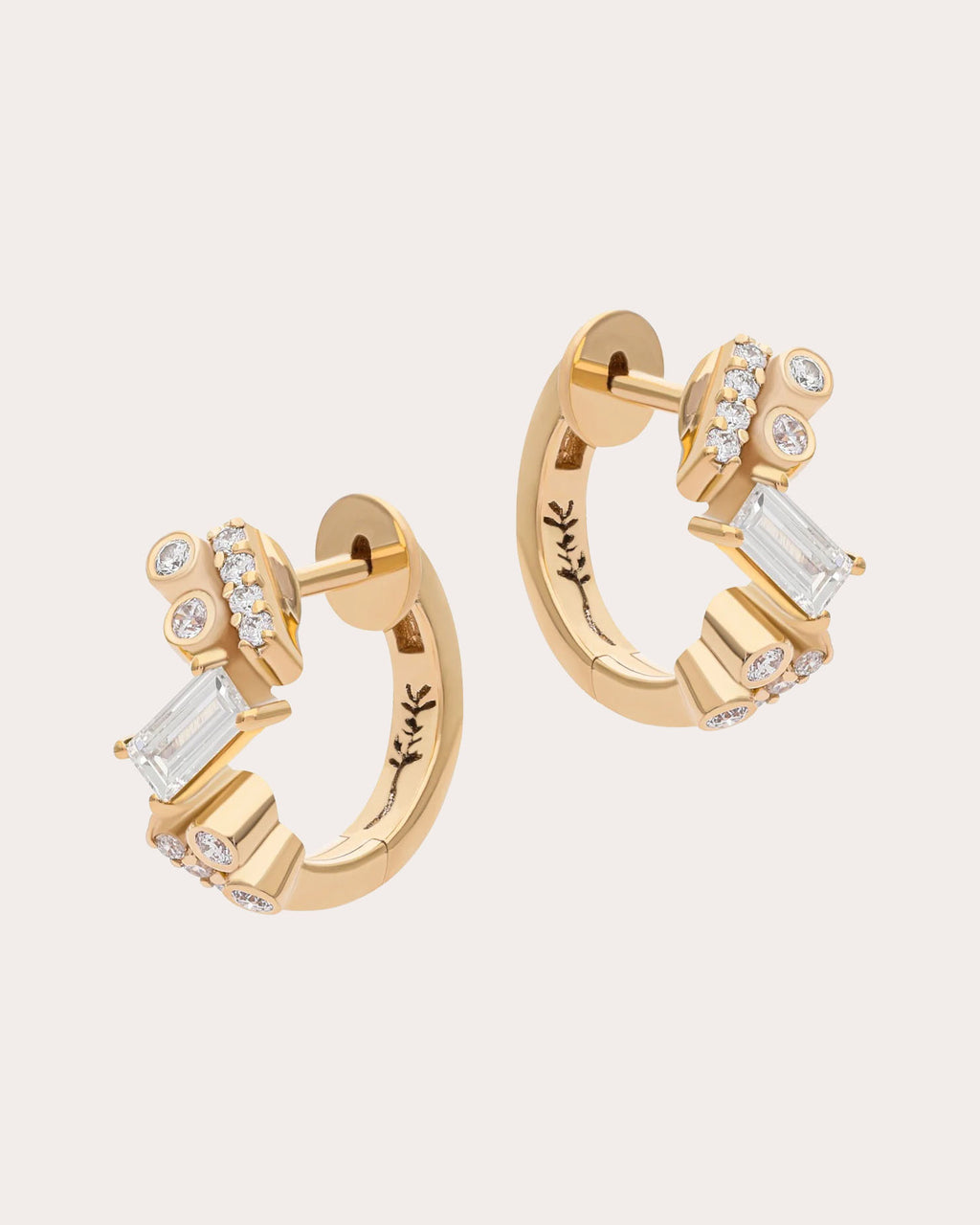 Diamond & 14k Gold Ethereal Nugget Huggie Earrings